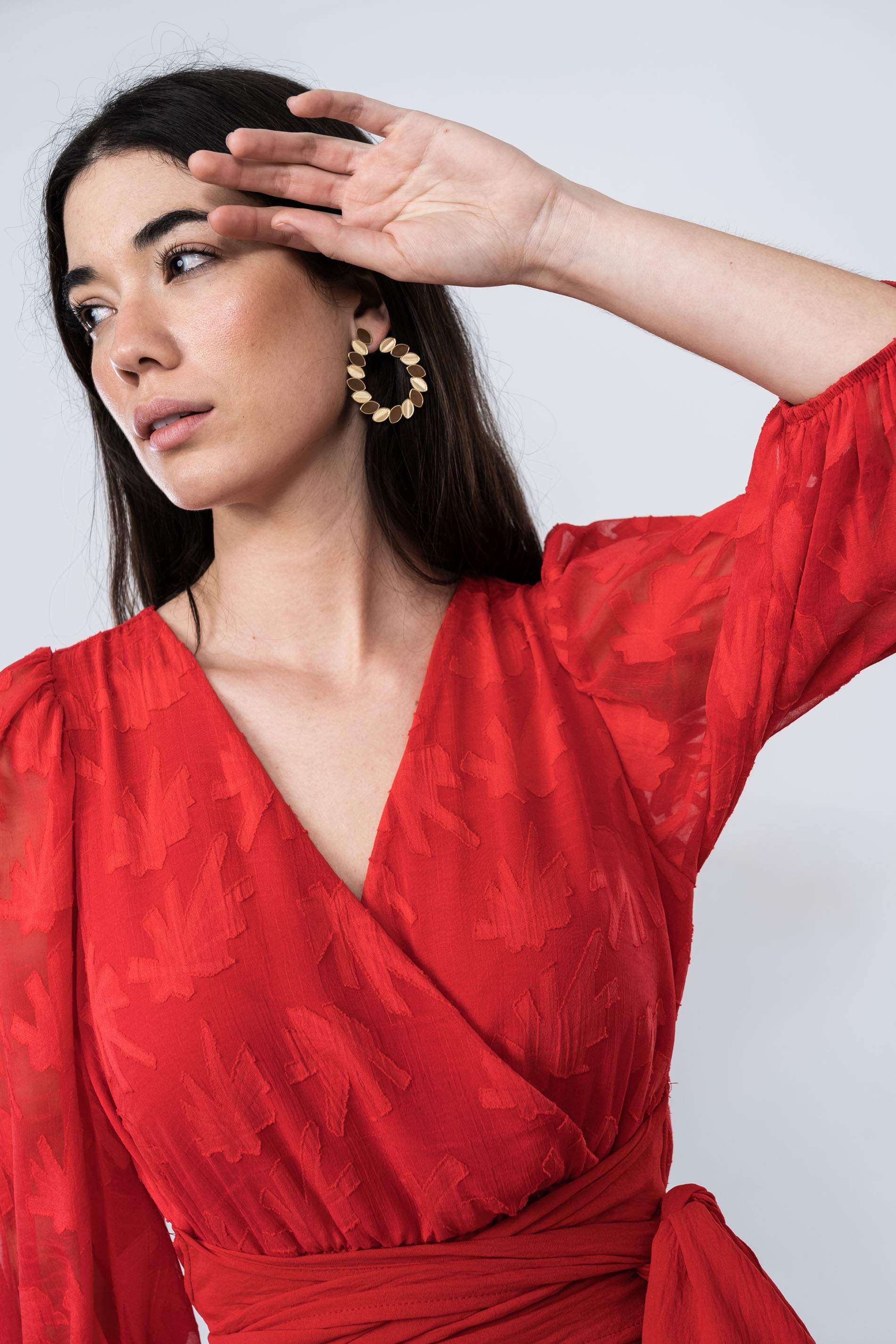VESTIDO COMBINADO GASA ROJO