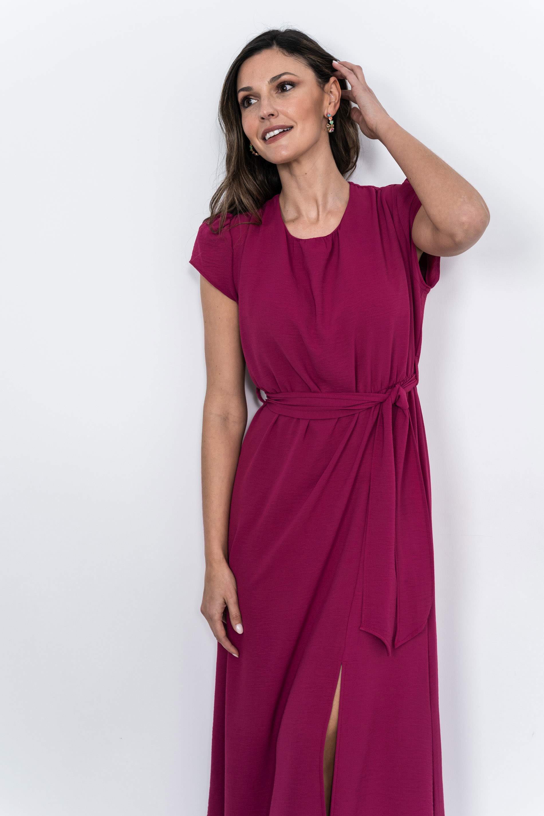 VESTIDO MANGA CORTA LAZADA FRESA