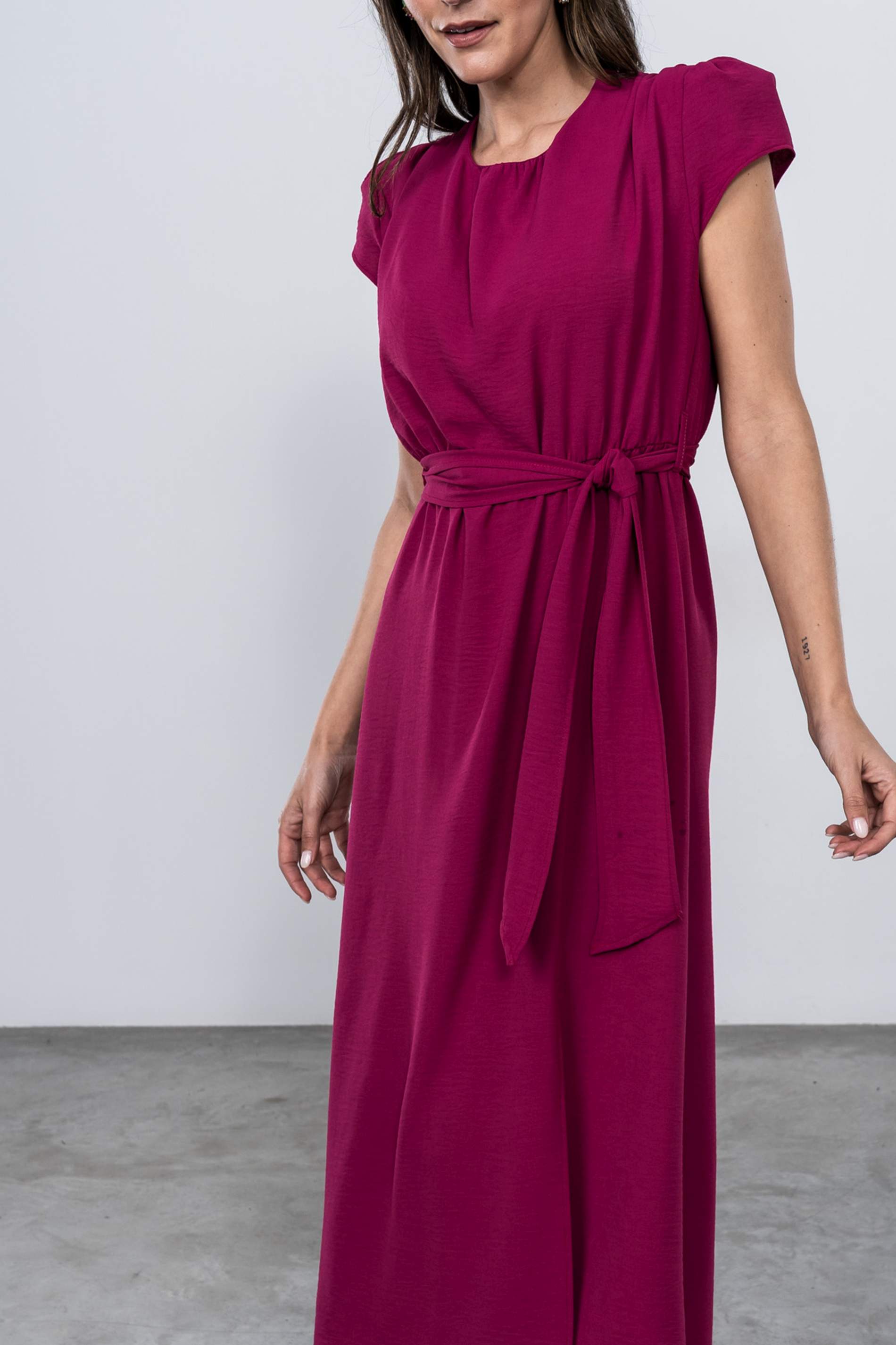 VESTIDO MANGA CORTA LAZADA FRESA