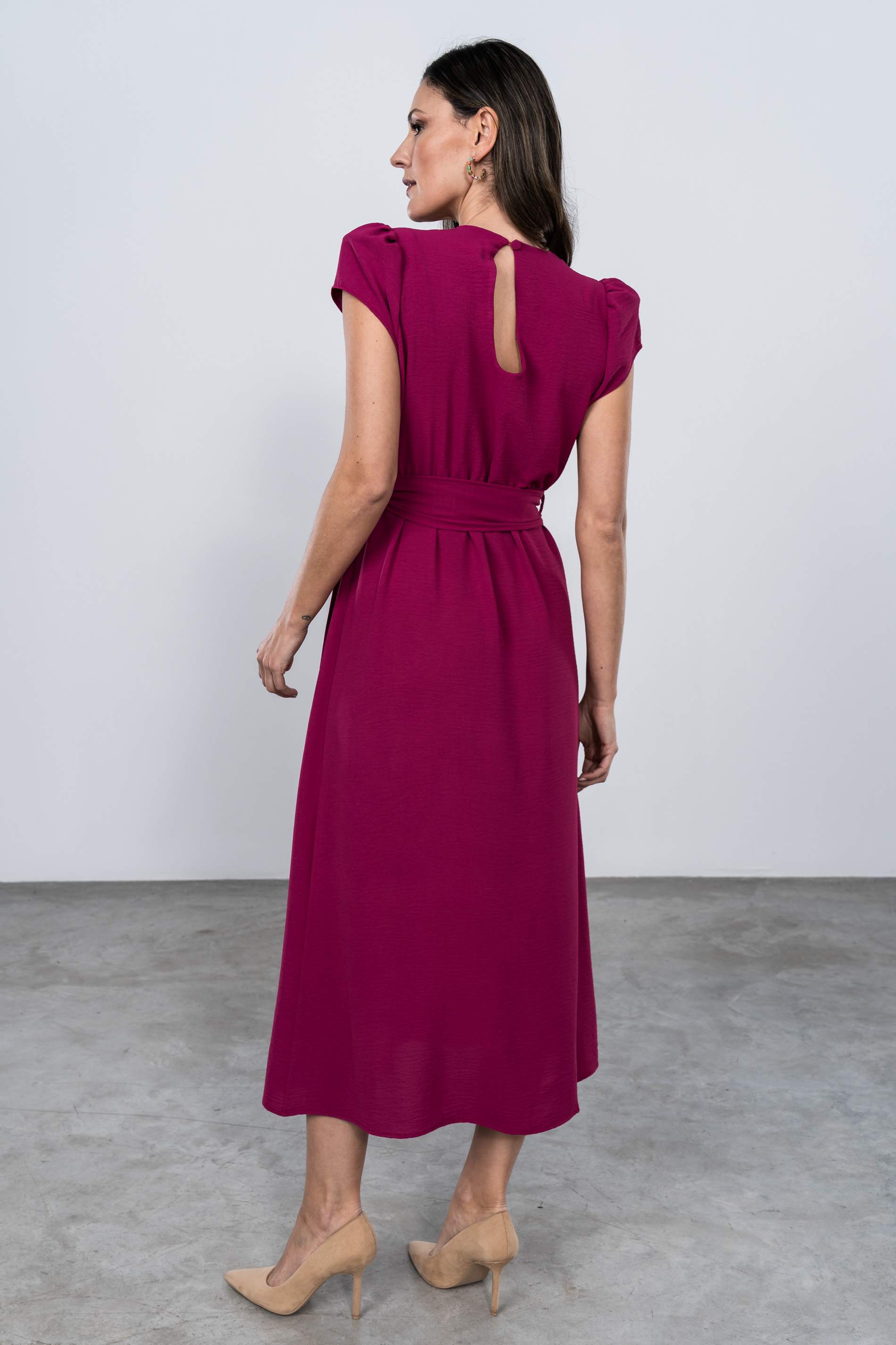 VESTIDO MANGA CORTA LAZADA FRESA
