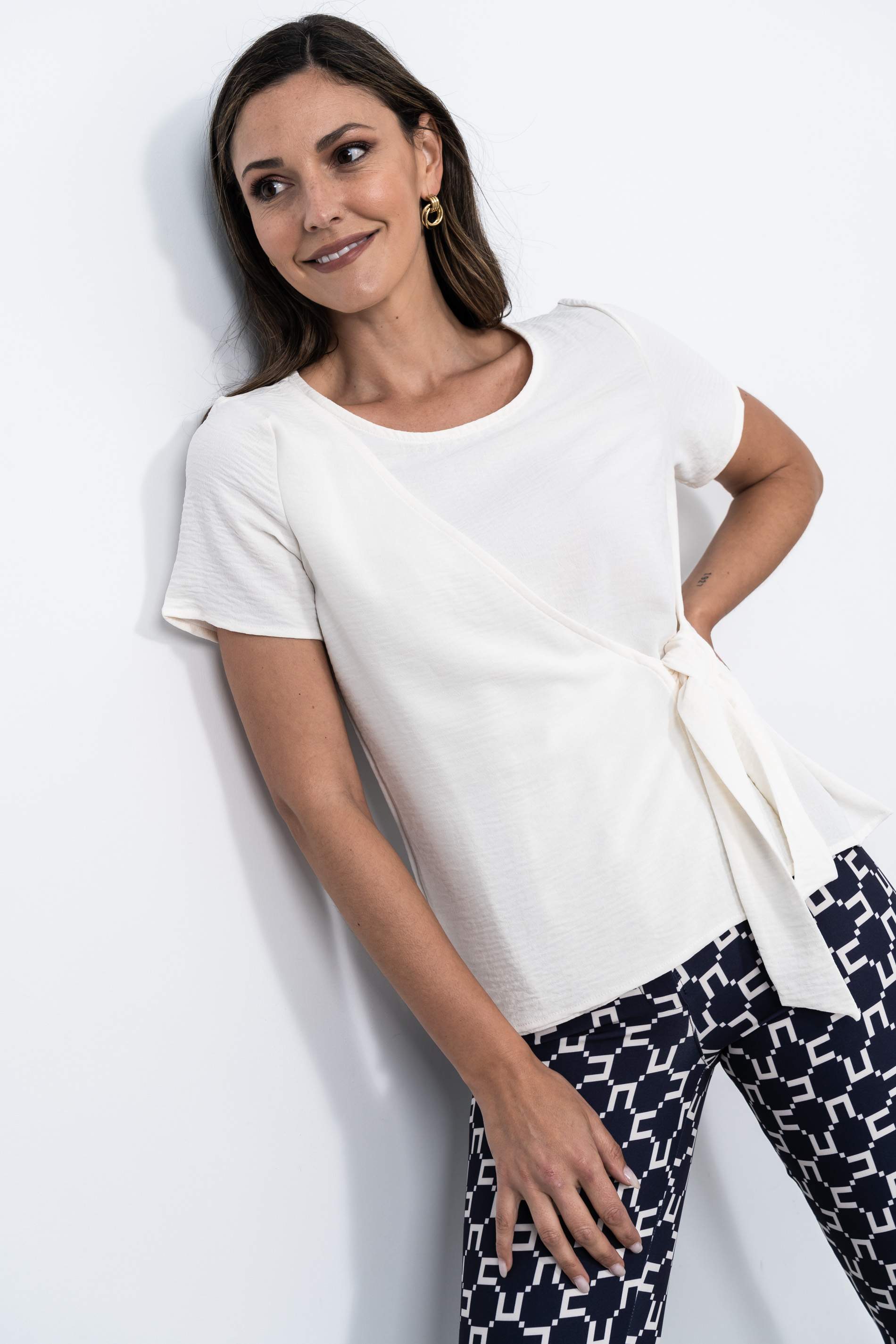 BLUSA EFECTO CRUZADO CRUDO