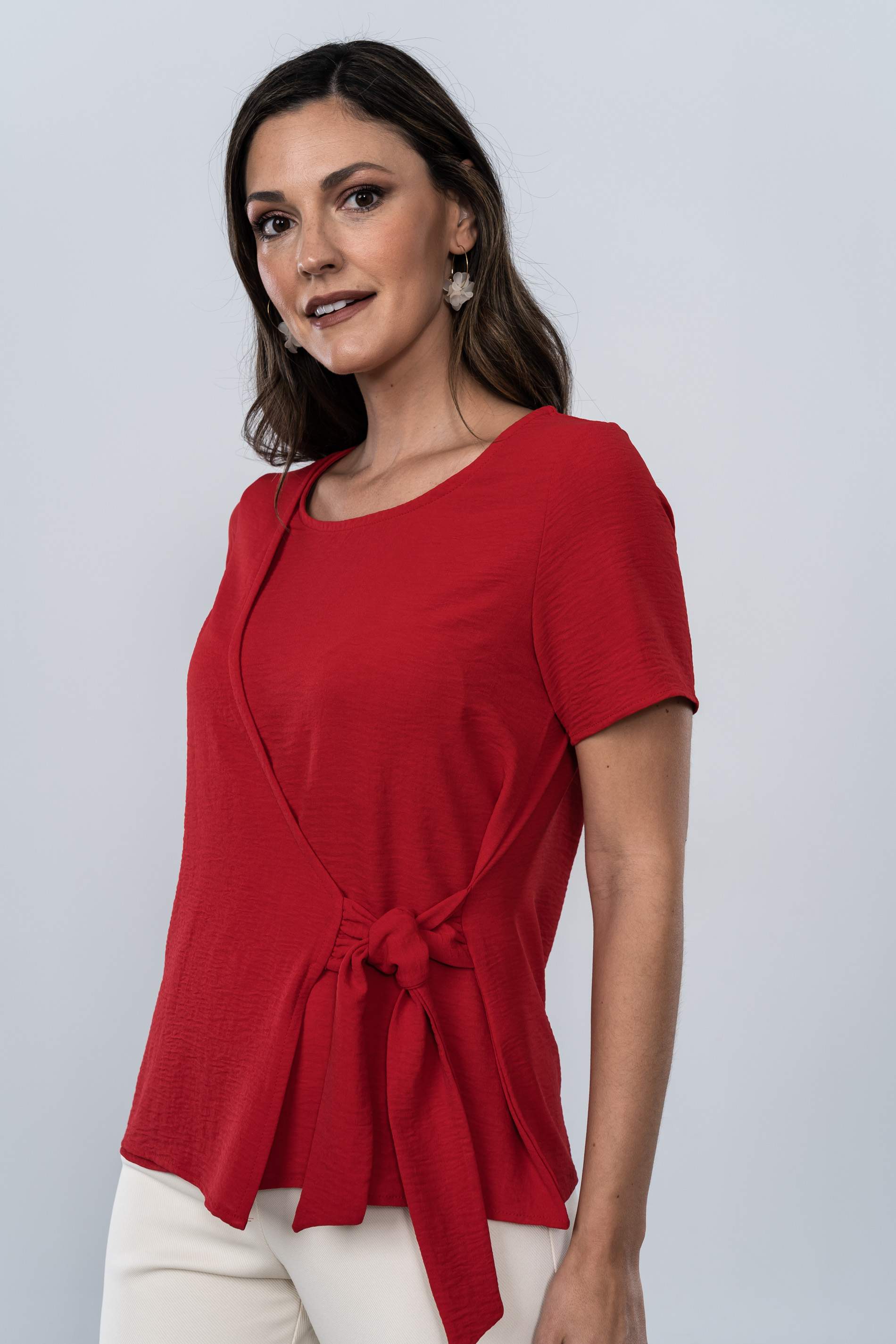 BLUSA EFECTO CRUZADO ROJO