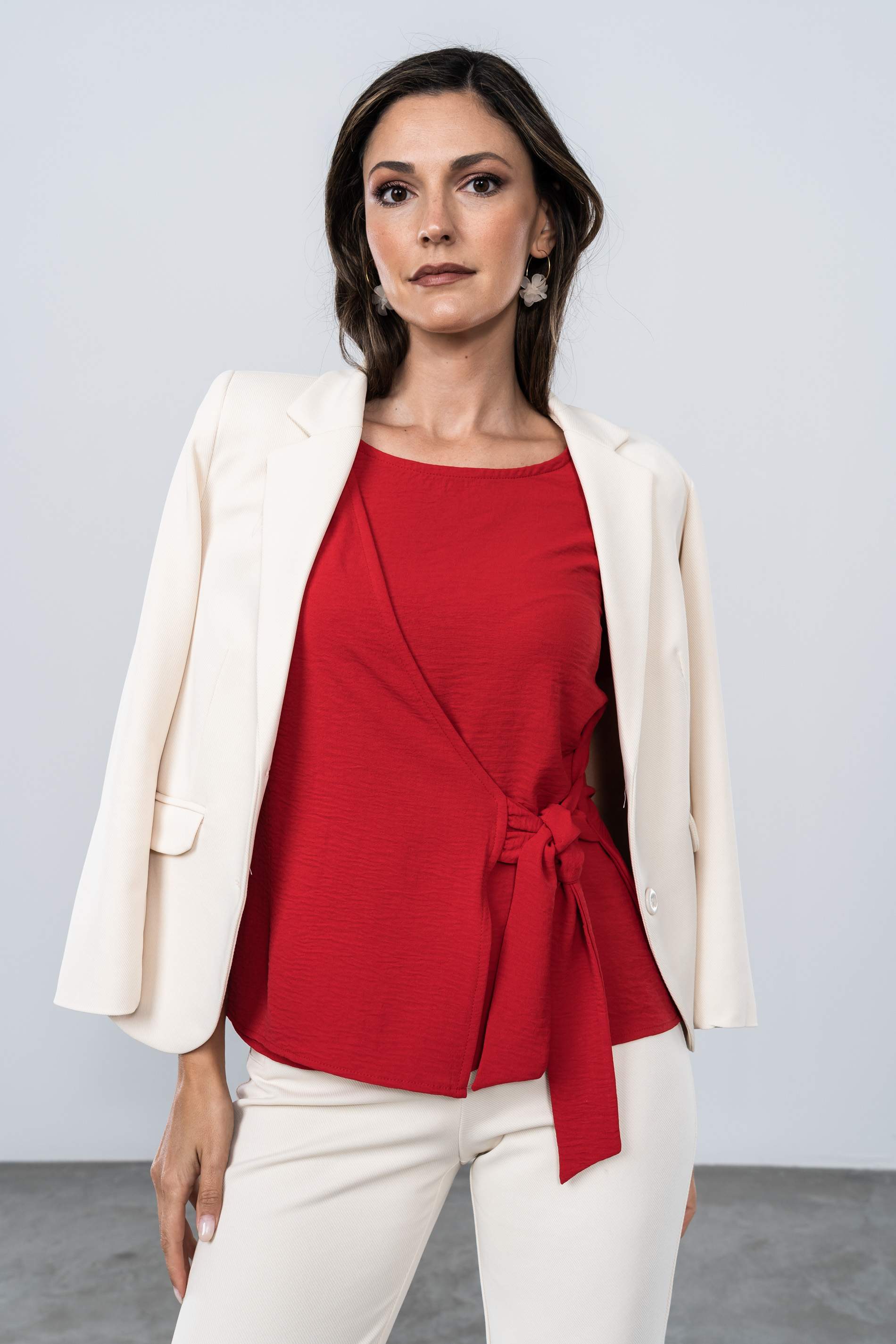 BLUSA EFECTO CRUZADO ROJO