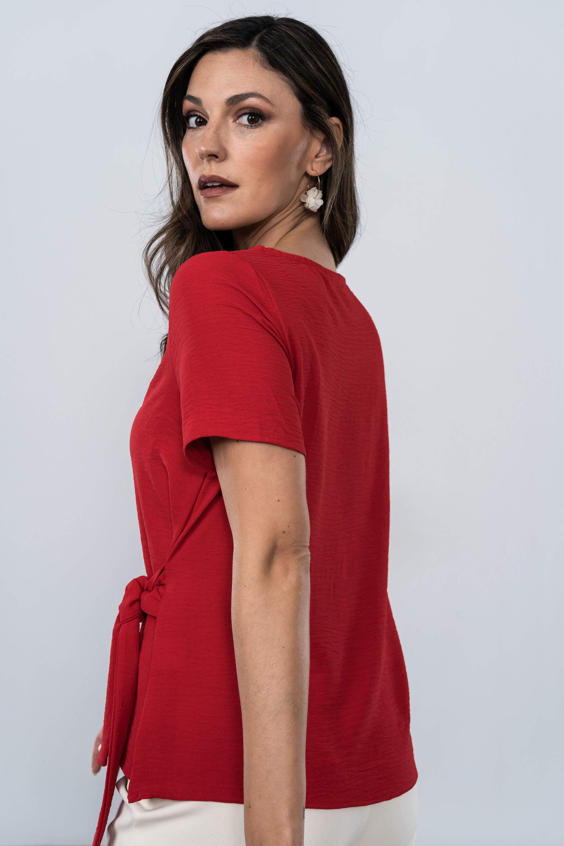 BLUSA EFECTO CRUZADO ROJO