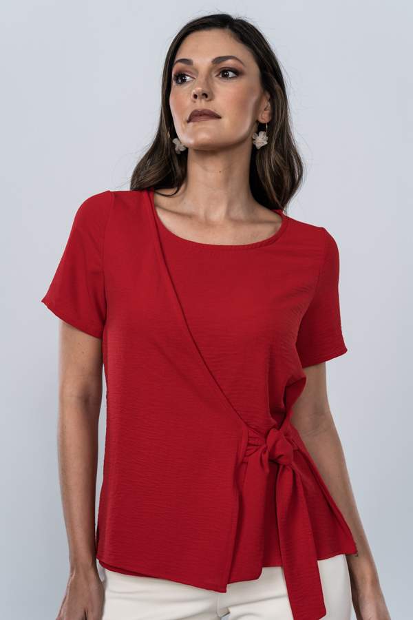 BLUSA EFECTO CRUZADO ROJO