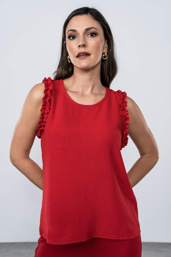 BLUSA SISAS VOLANTITOS ROJO