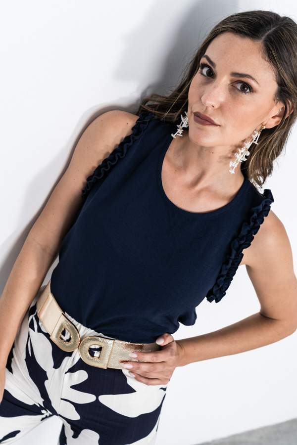 BLUSA SISAS VOLANTITOS MARINO