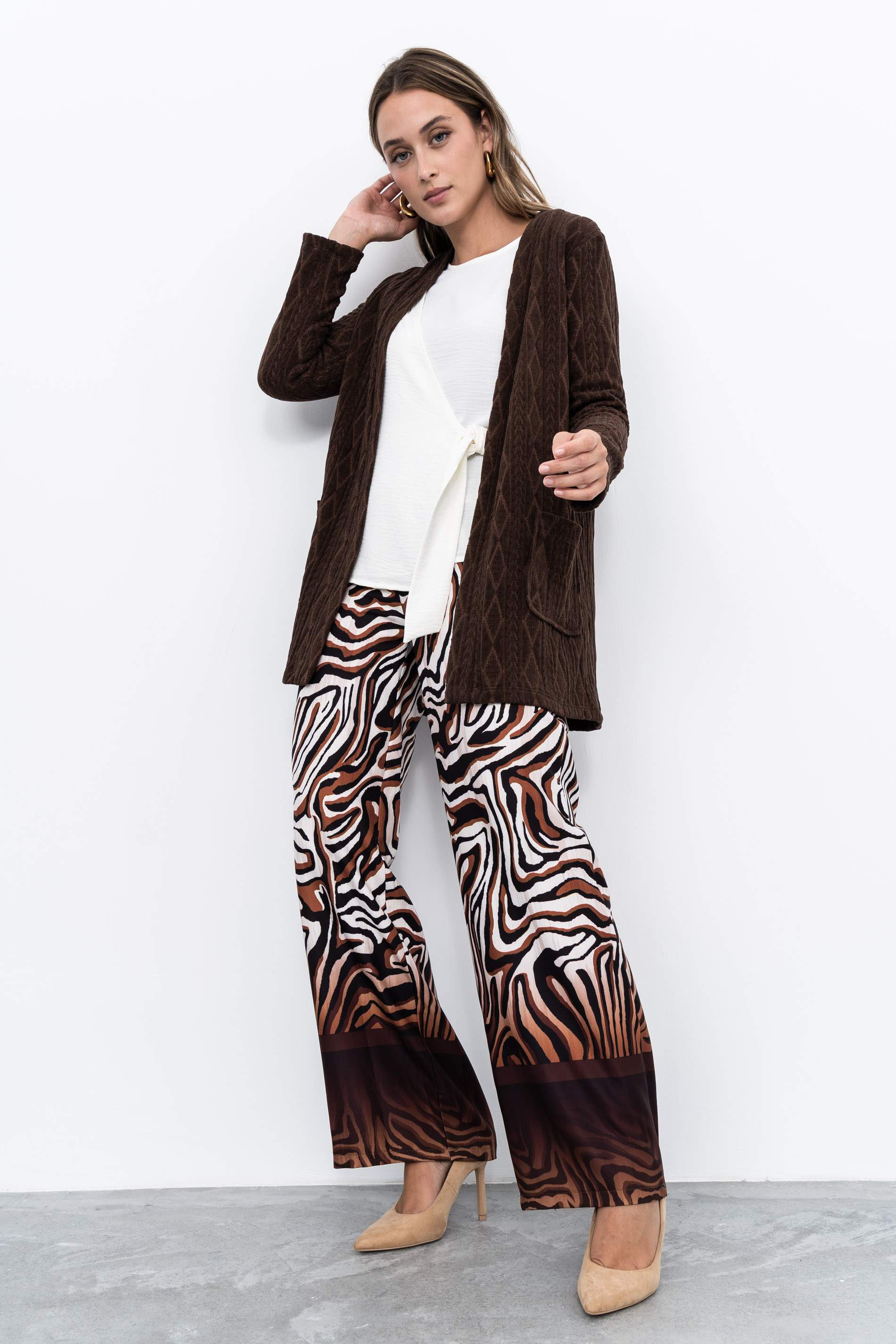 BLUSA EFECTO CRUZADO MANGA FRANCESA CRUDO