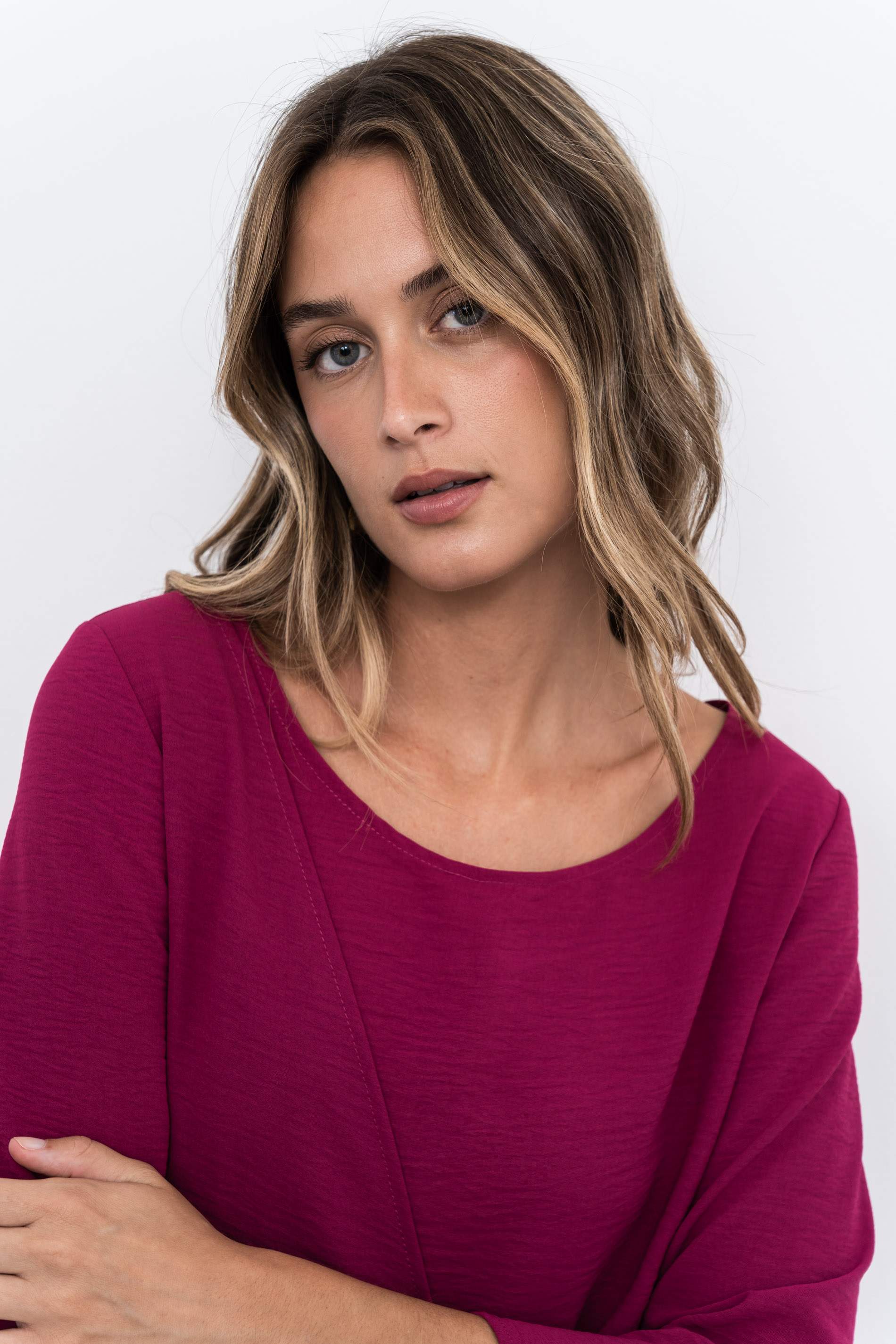 BLUSA EFECTO CRUZADO FRESA