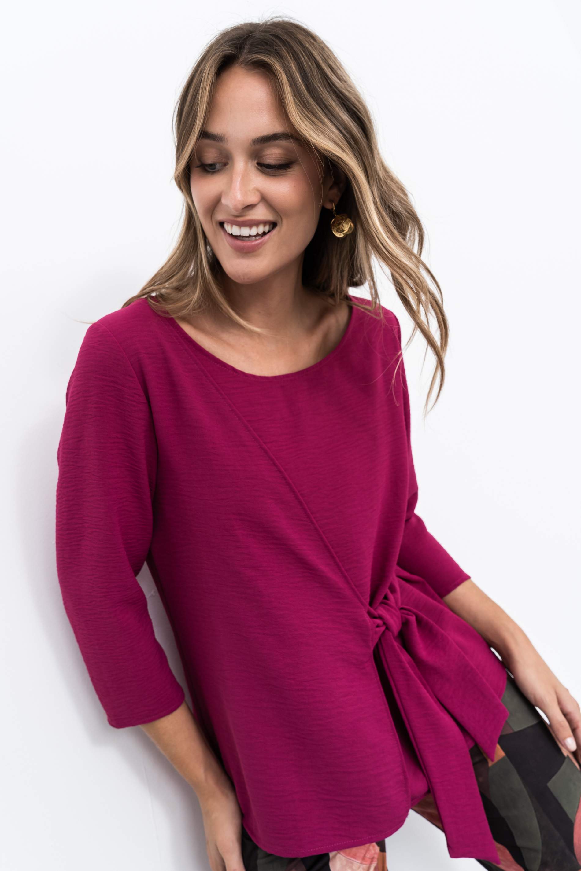 BLUSA EFECTO CRUZADO FRESA