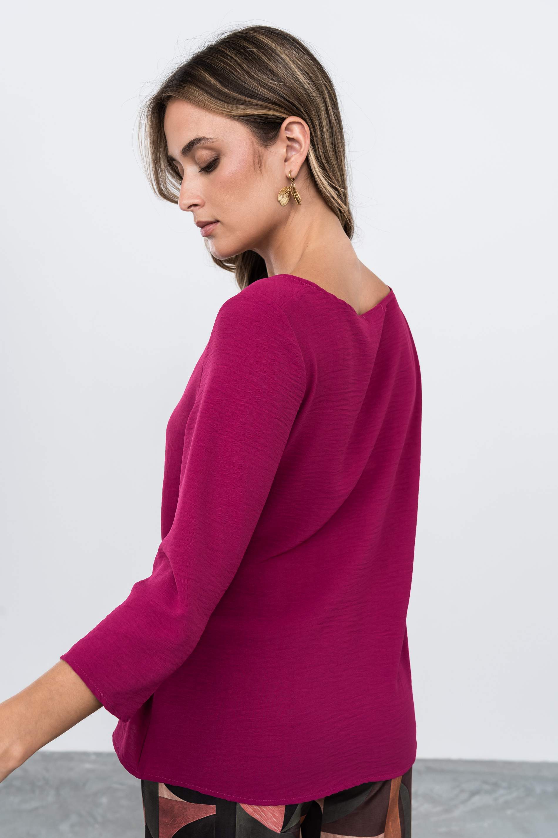 BLUSA EFECTO CRUZADO FRESA