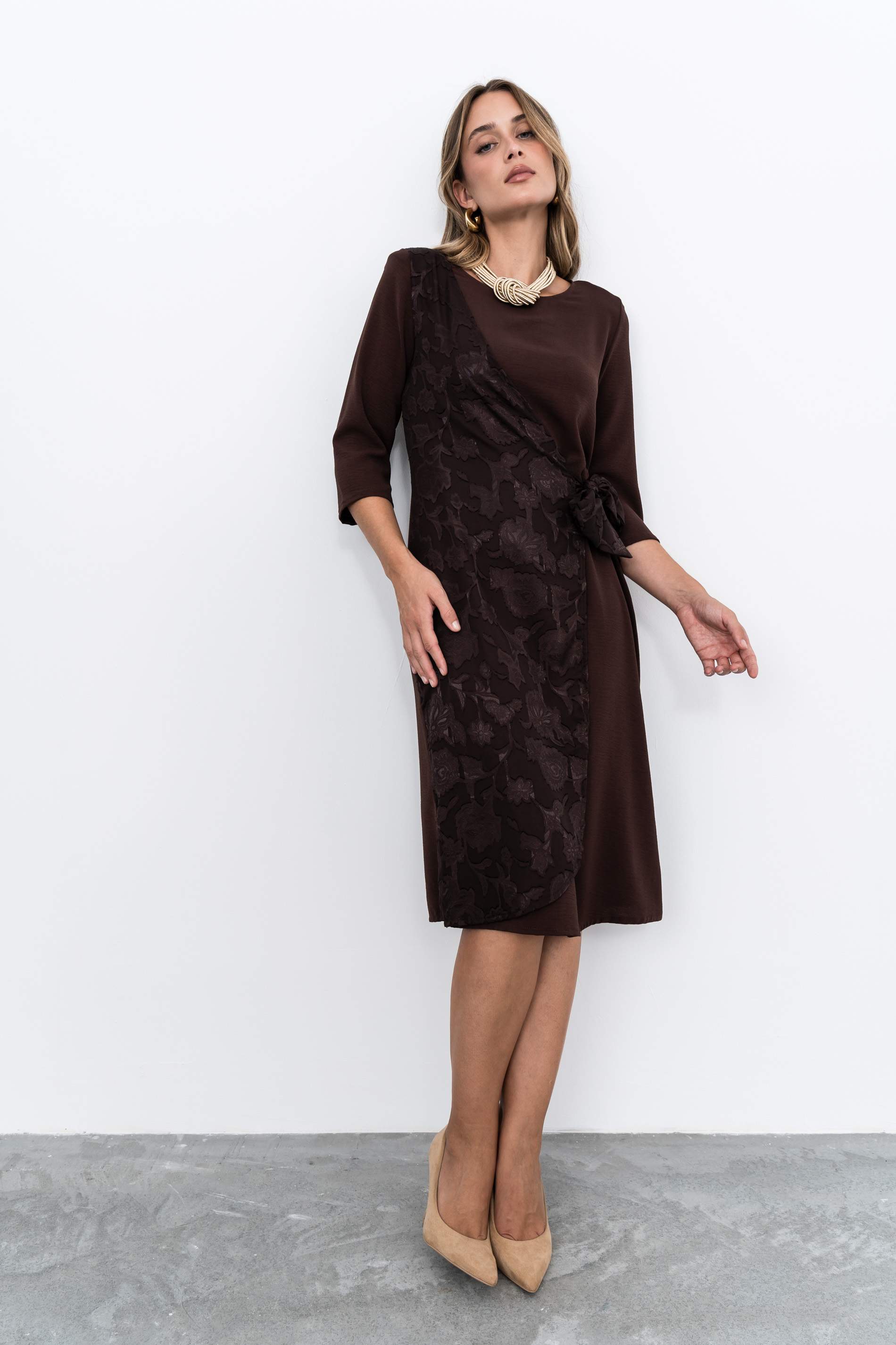 VESTIDO SOBRECAPA JACQUARD CHOCOLATE