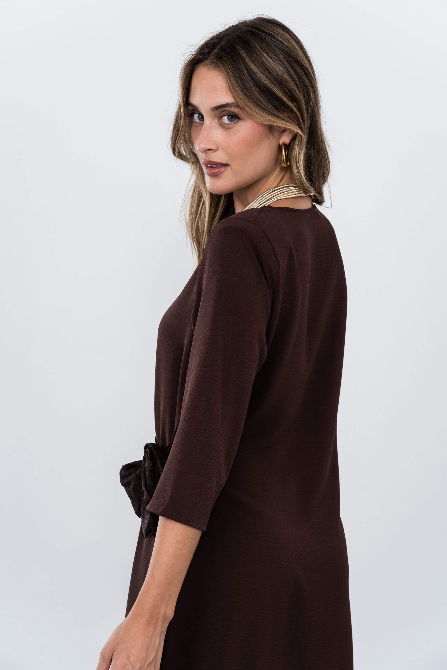 VESTIDO SOBRECAPA JACQUARD CHOCOLATE