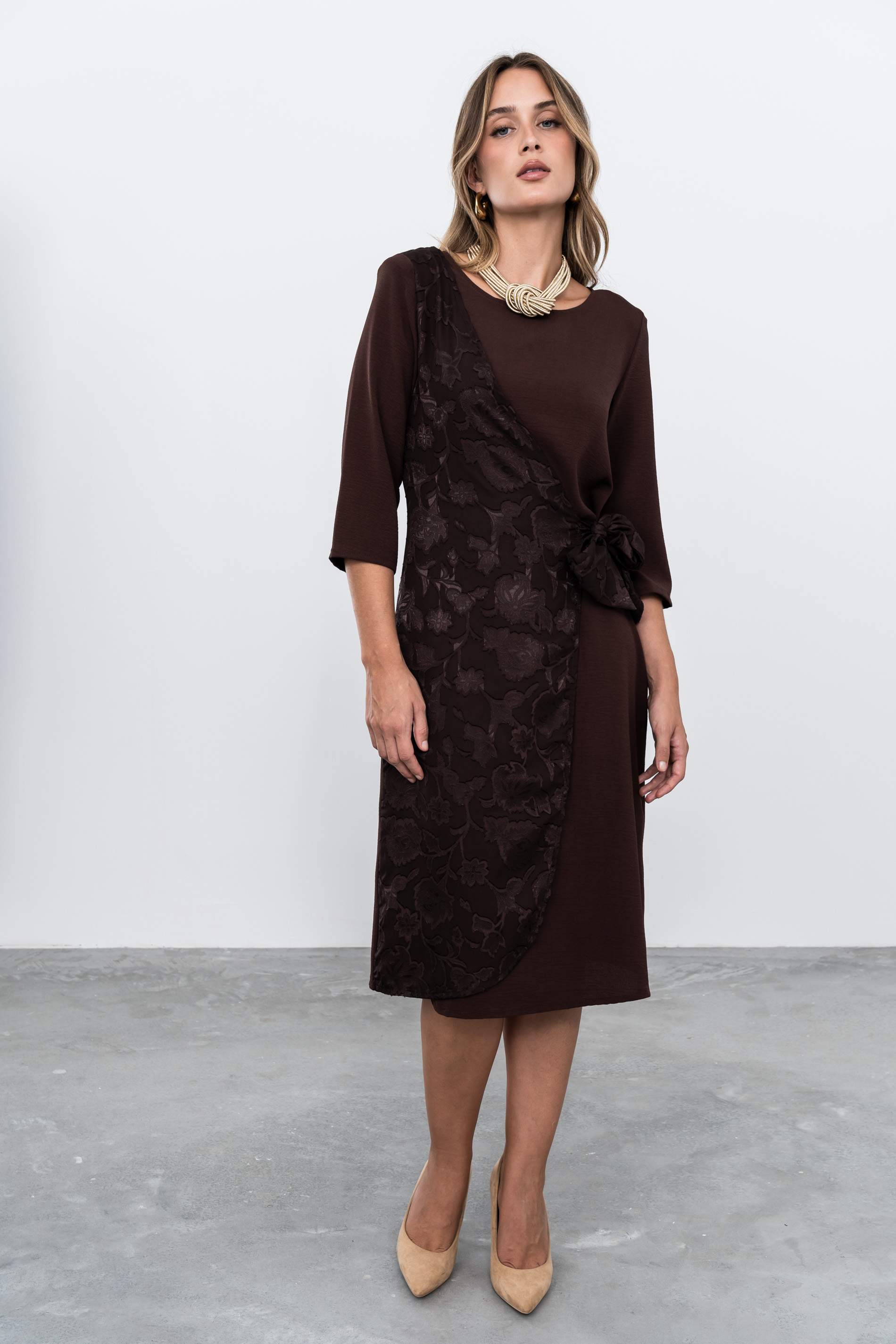 VESTIDO SOBRECAPA JACQUARD CHOCOLATE