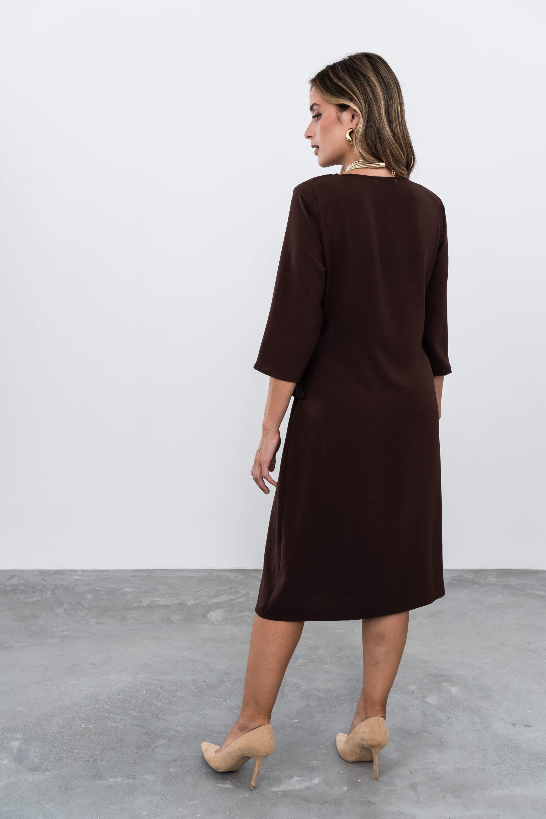 VESTIDO SOBRECAPA JACQUARD CHOCOLATE