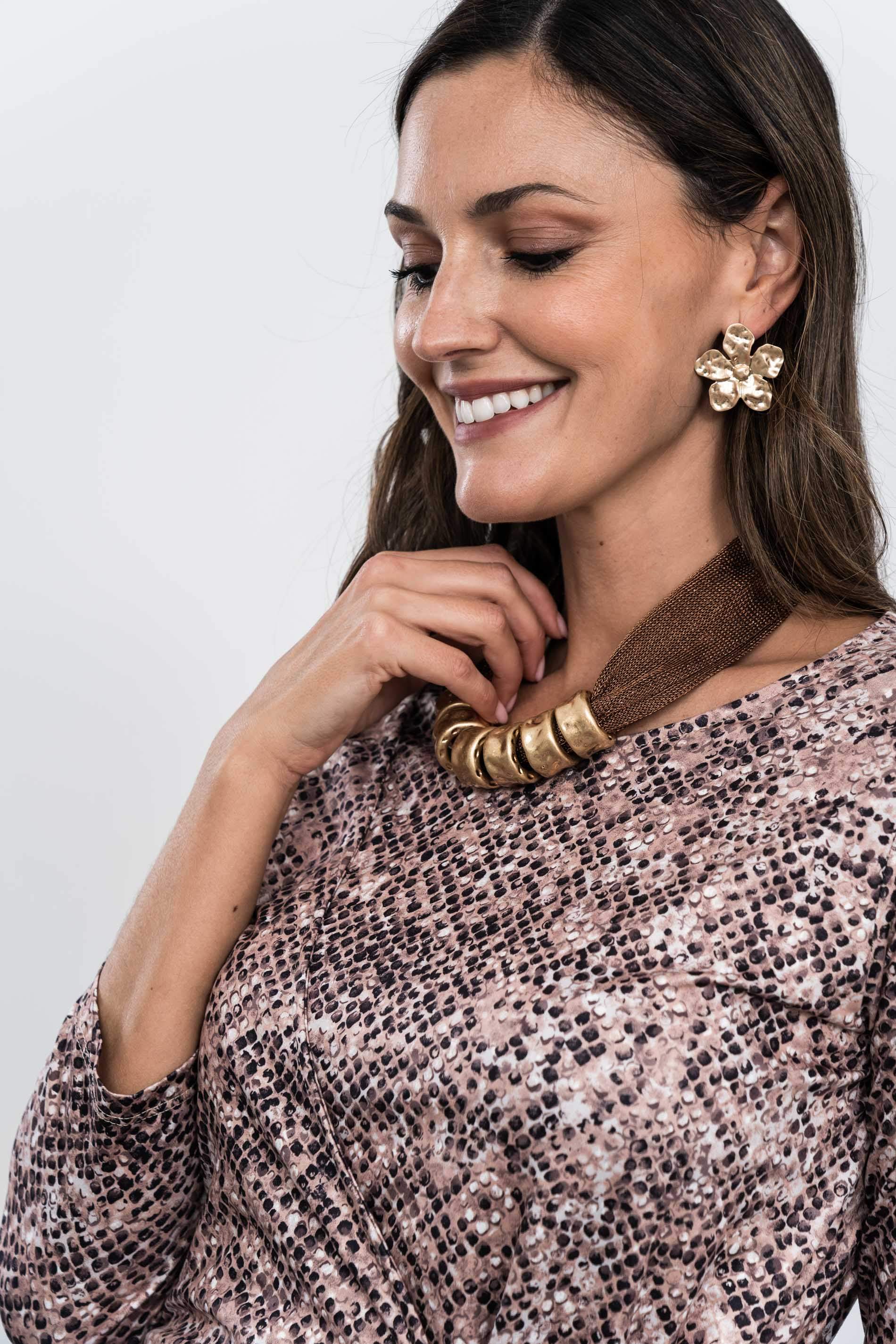 COLLAR MALLA PIEZAS COBRE