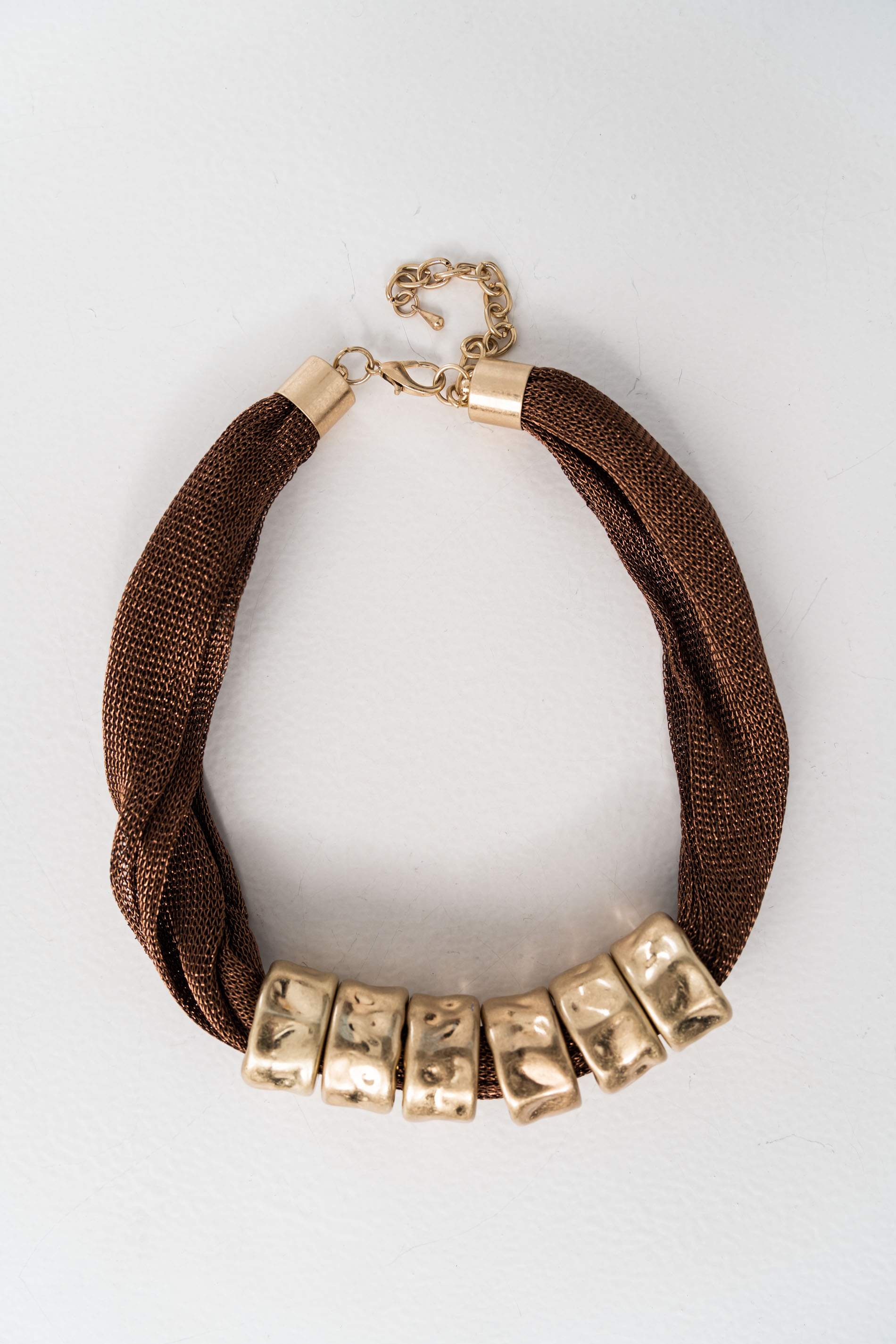 COLLAR MALLA PIEZAS COBRE