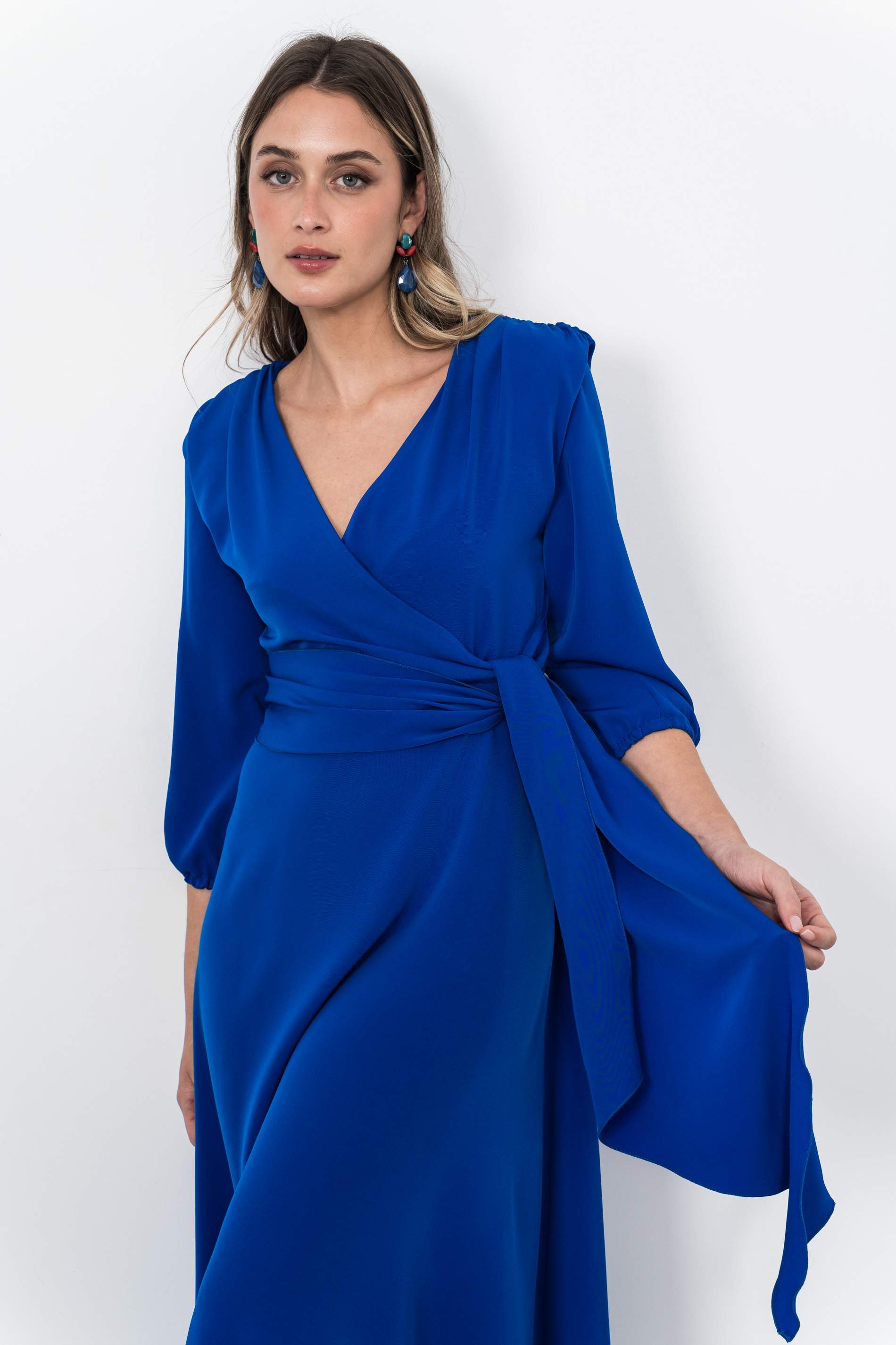 VESTIDO LAZO MANGA FRANCESA TINTA