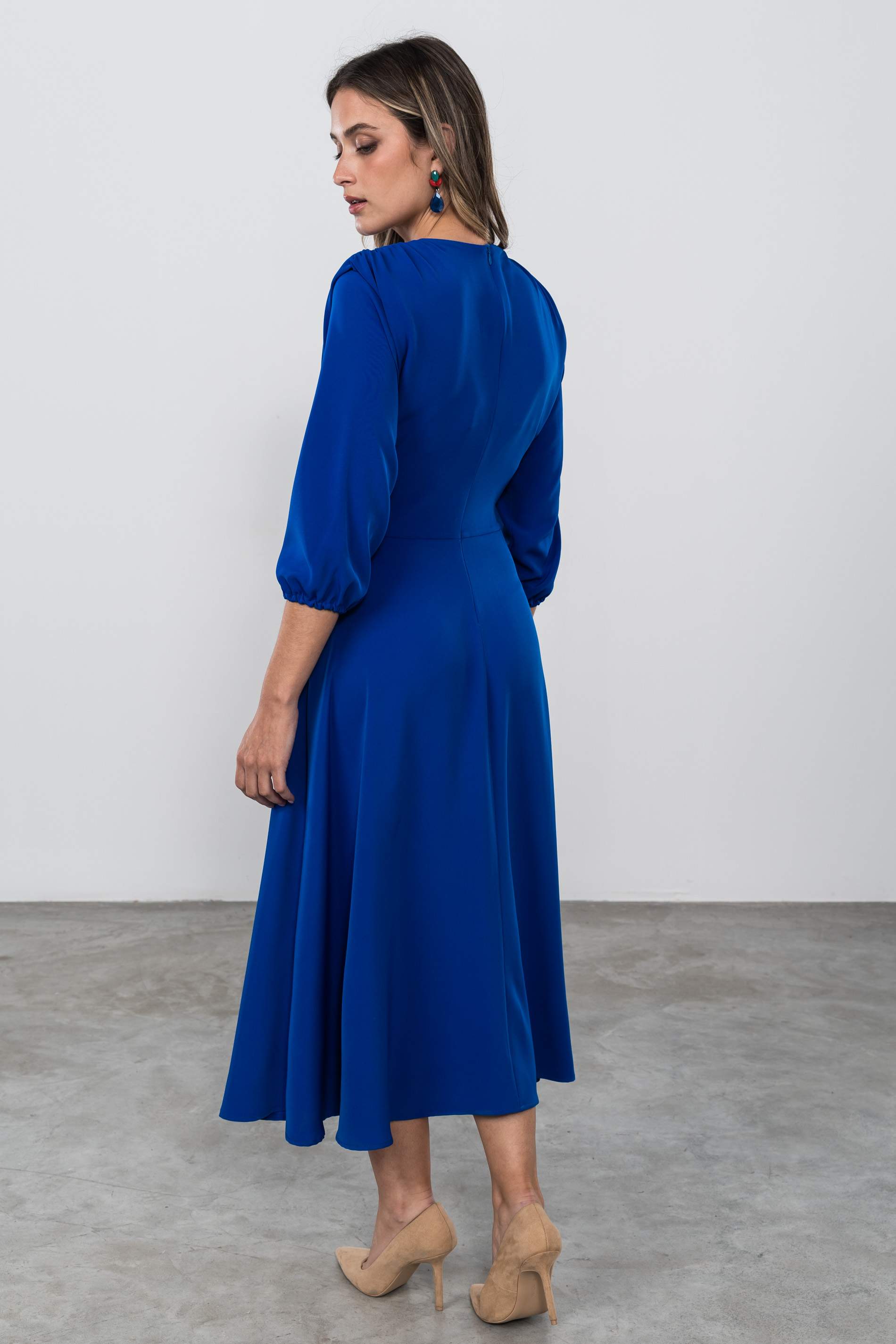 VESTIDO LAZO MANGA FRANCESA TINTA