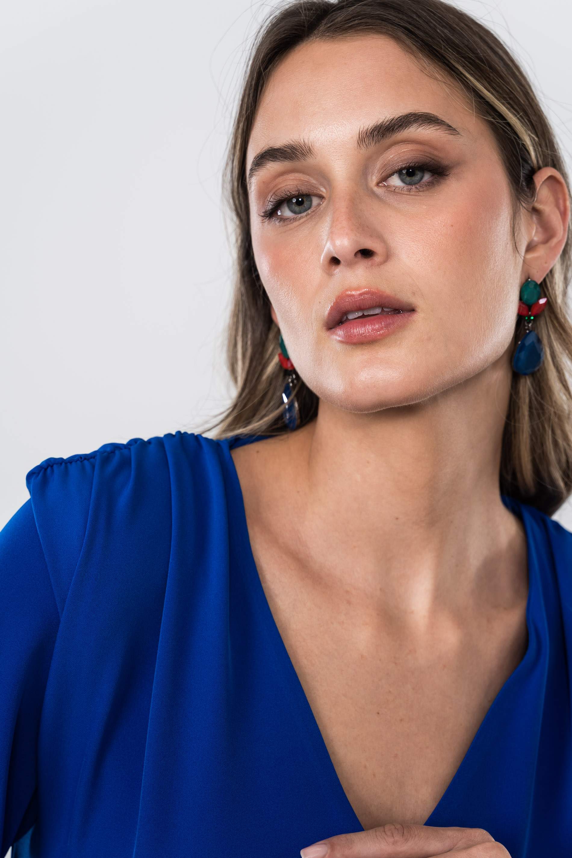 VESTIDO LAZO MANGA FRANCESA TINTA