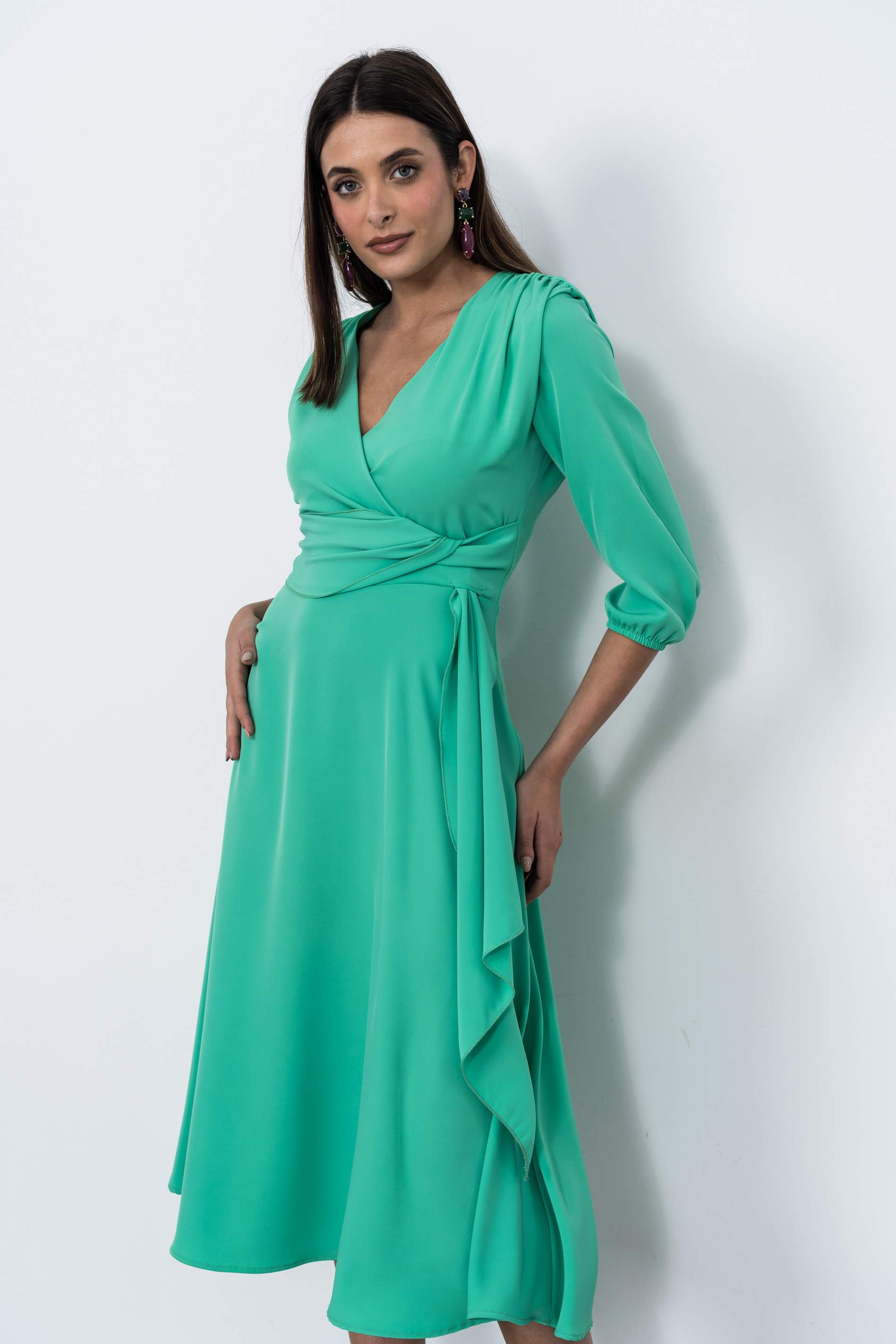 VESTIDO LAZO MANGA FRANCESA