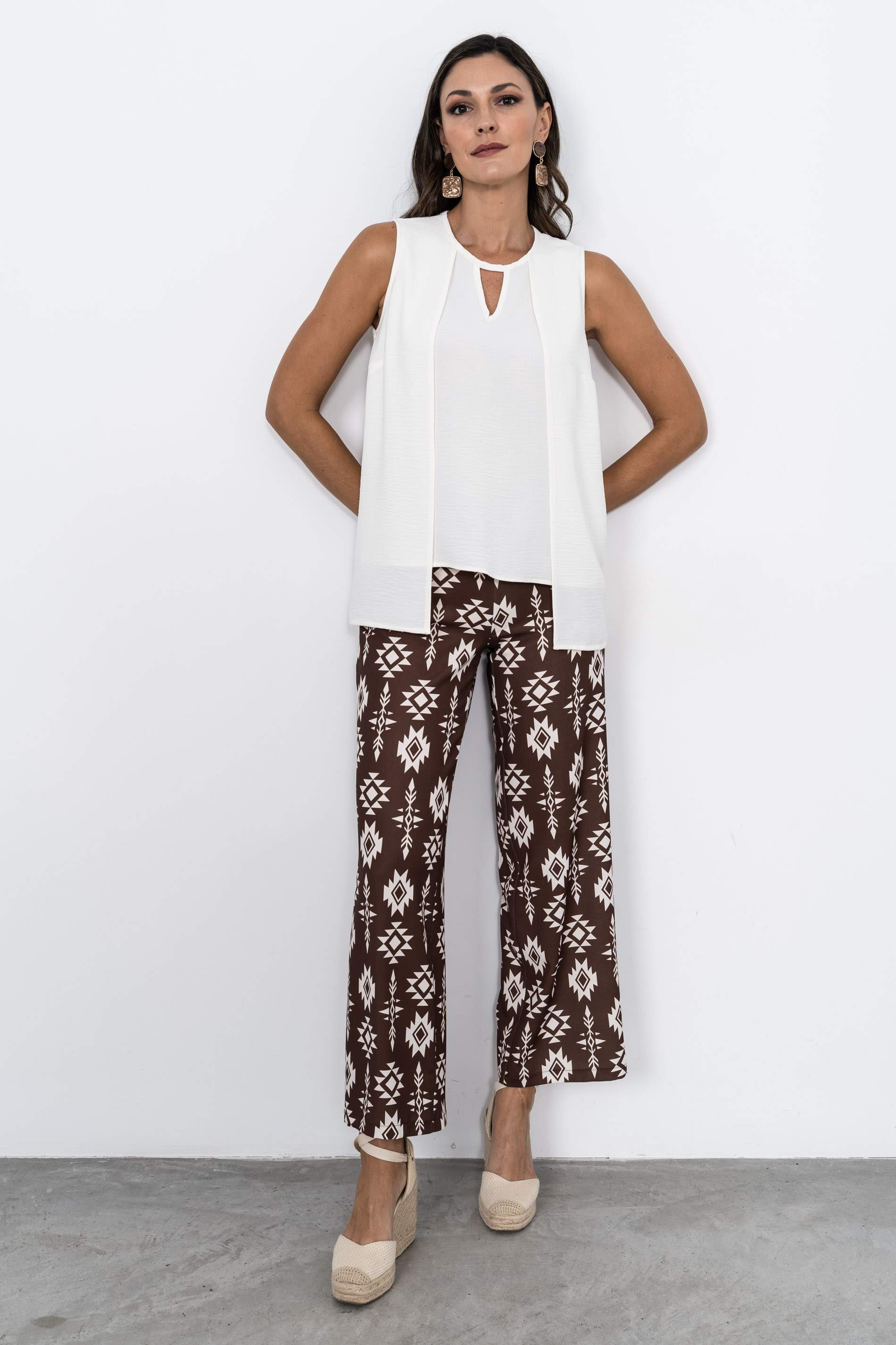 BLUSA COMBINADA CHALECO MARFIL