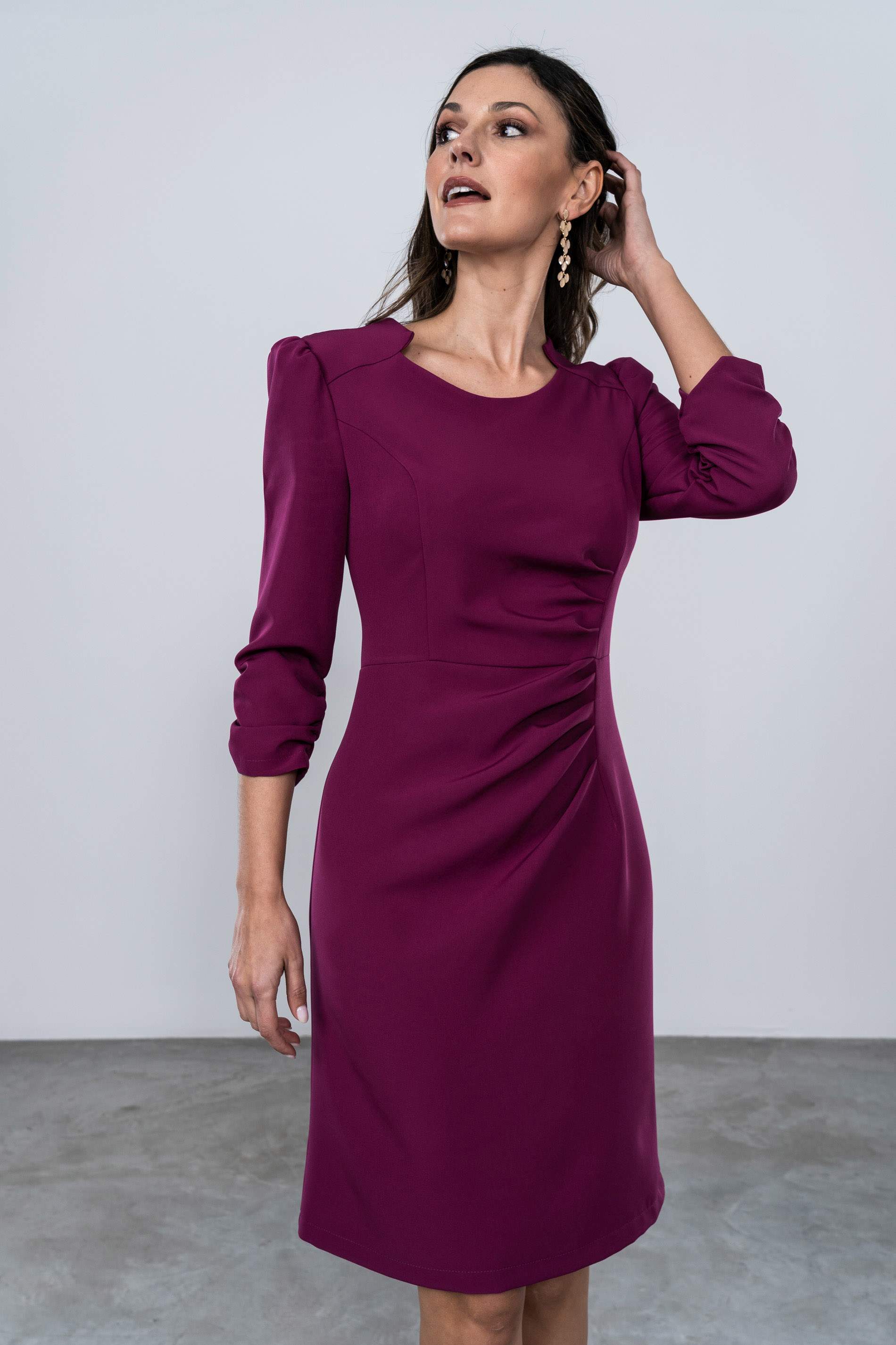 VESTIDO COSTADILLO FRUNCES PÚRPURA