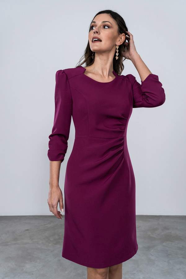 VESTIDO COSTADILLO FRUNCES PÚRPURA