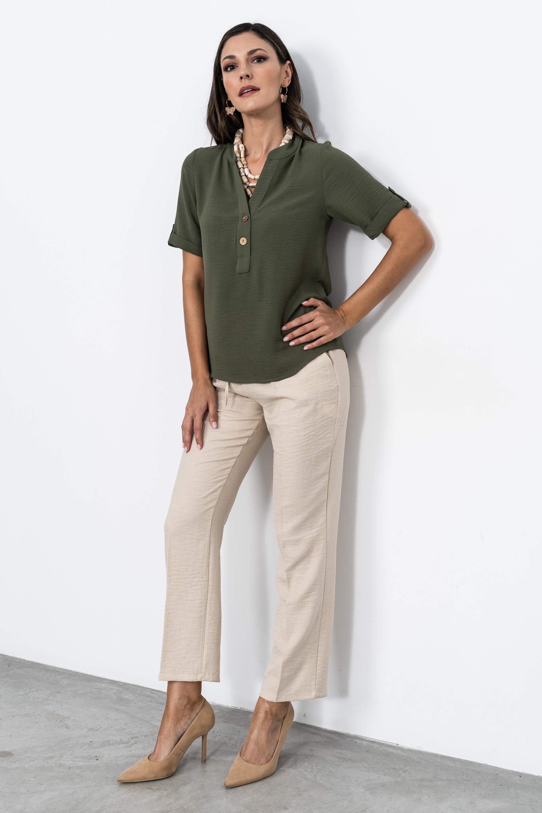 PANTALÓN GOMA CORDÓN BEIGE