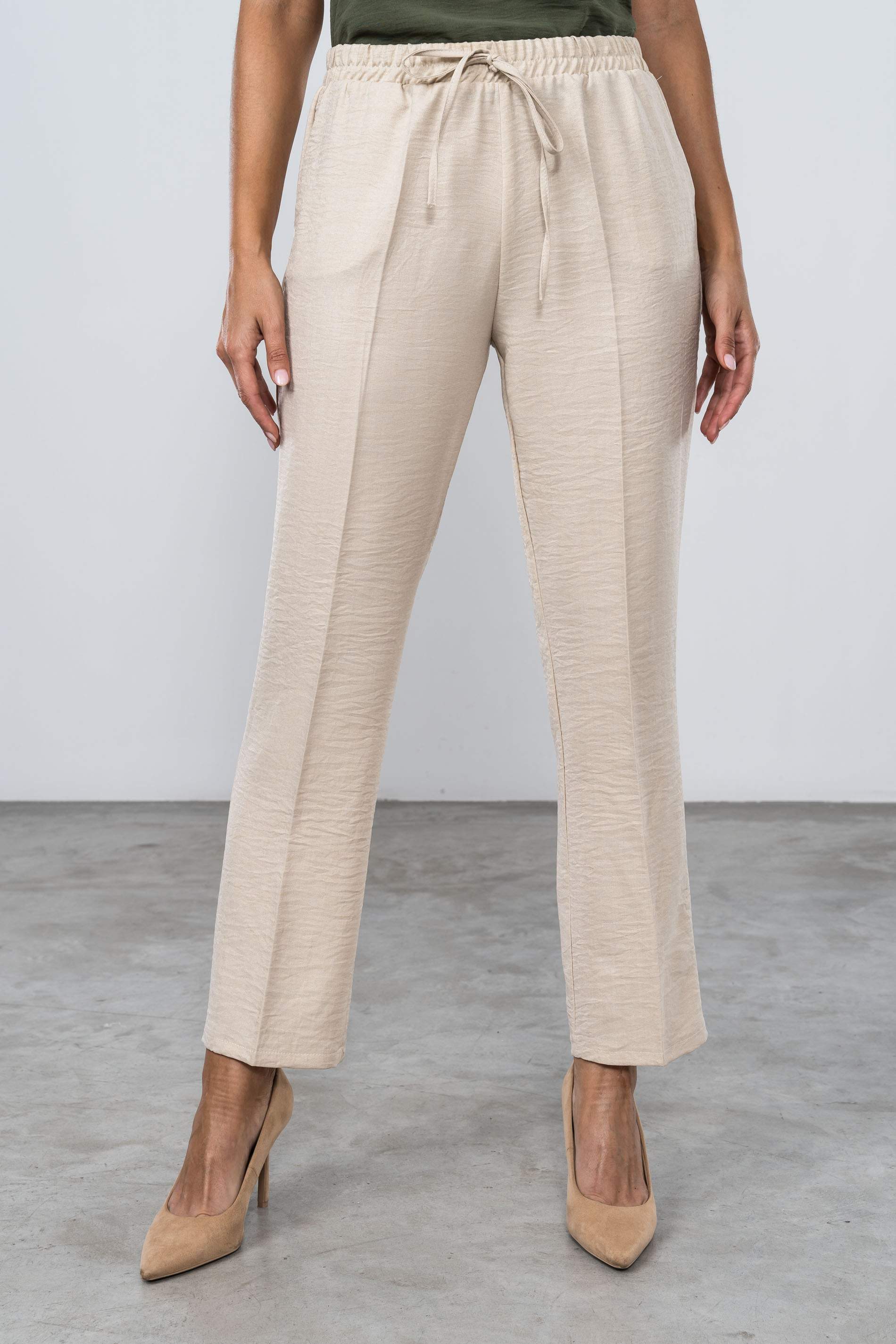 PANTALÓN GOMA CORDÓN BEIGE