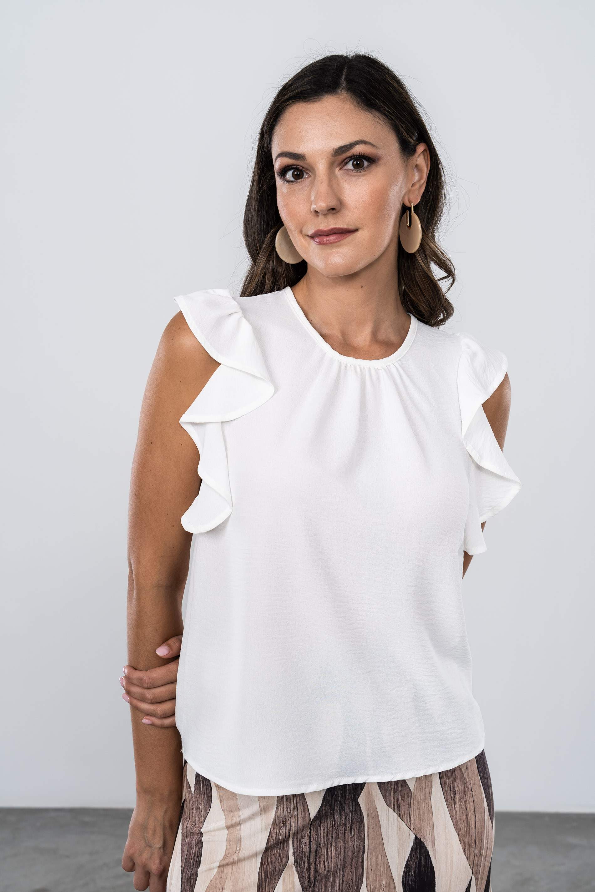 BLUSA VOLANTES FRUNCES BLANCO