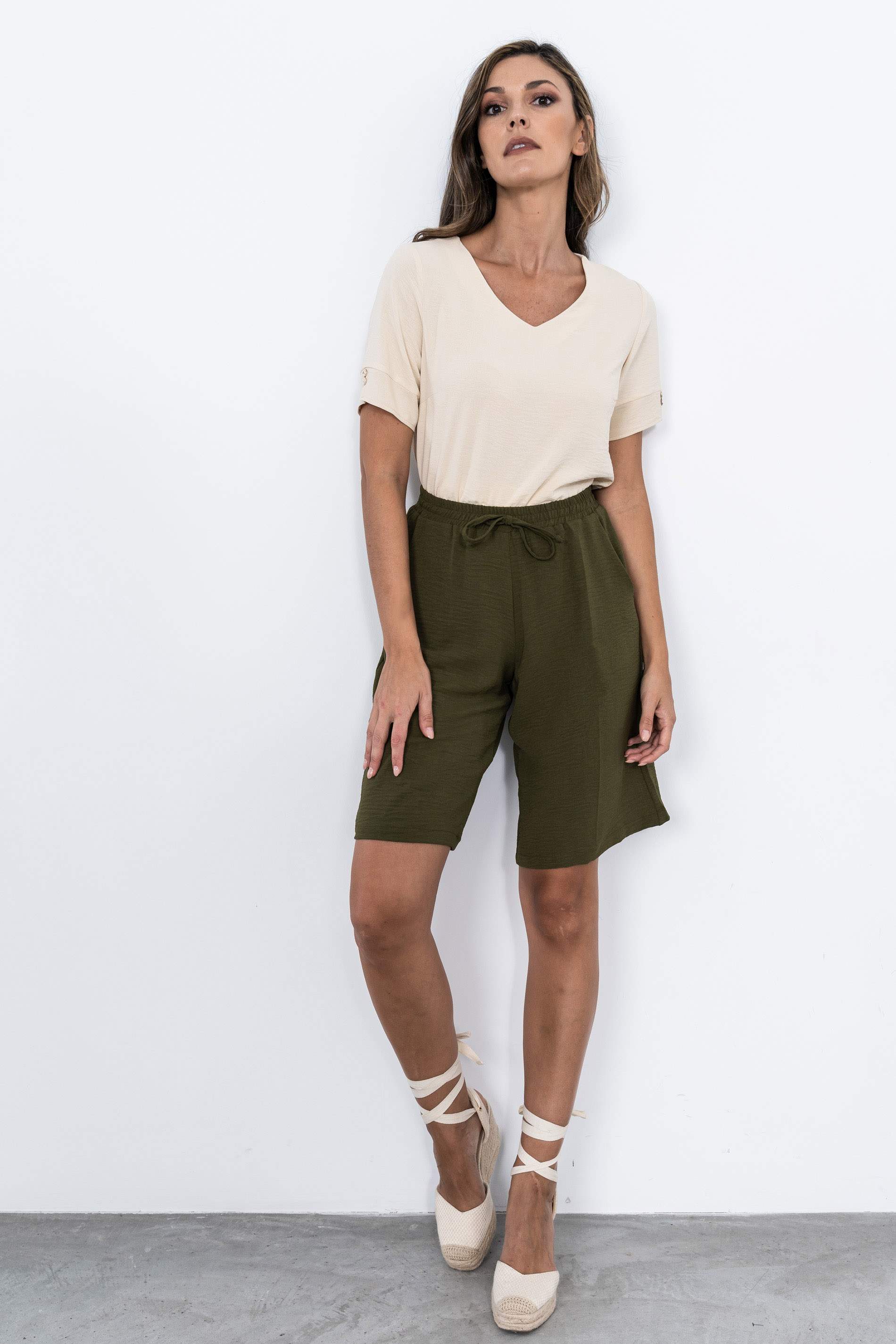 BLUSA MANGA BOTON BEIGE