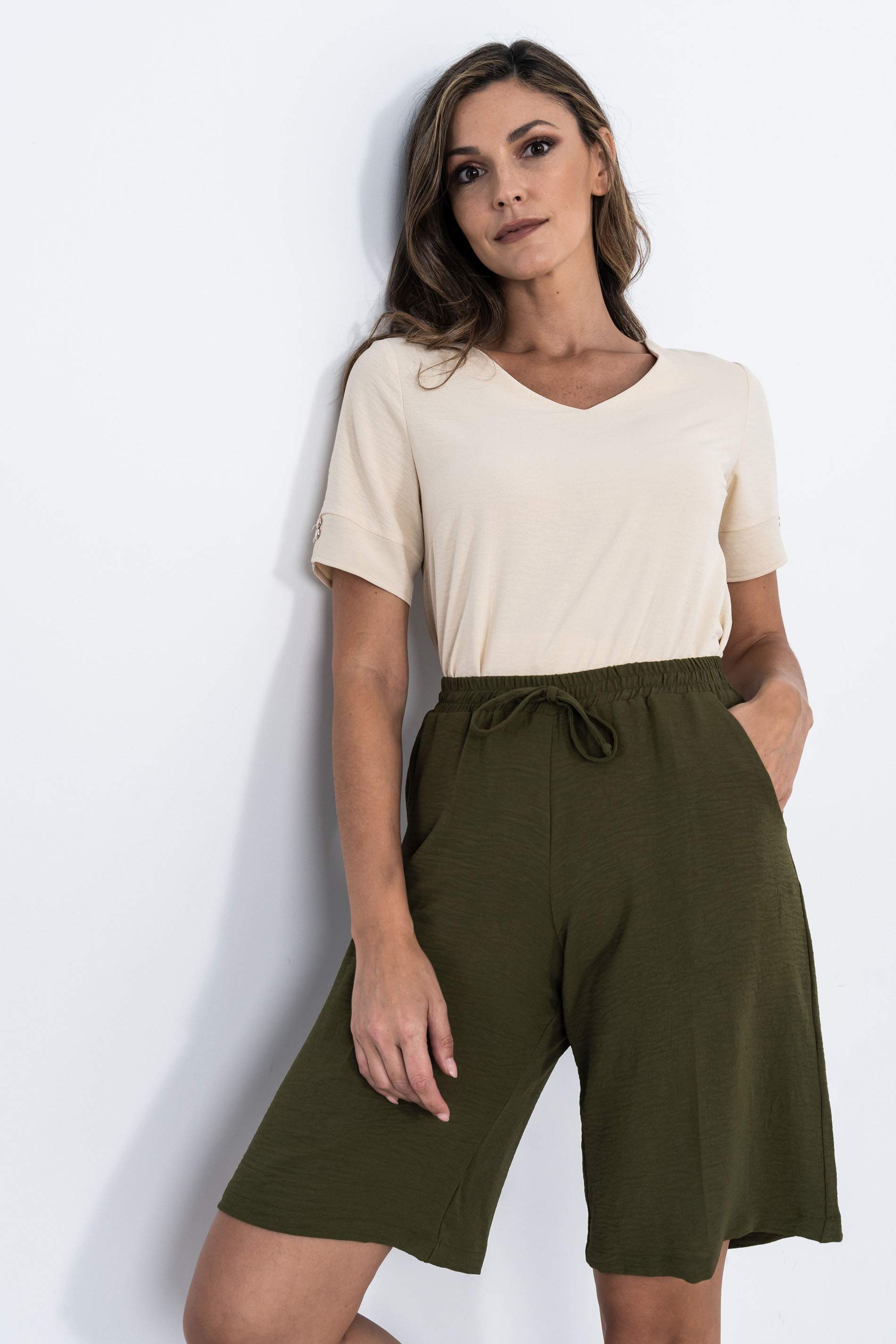 BLUSA MANGA BOTON BEIGE