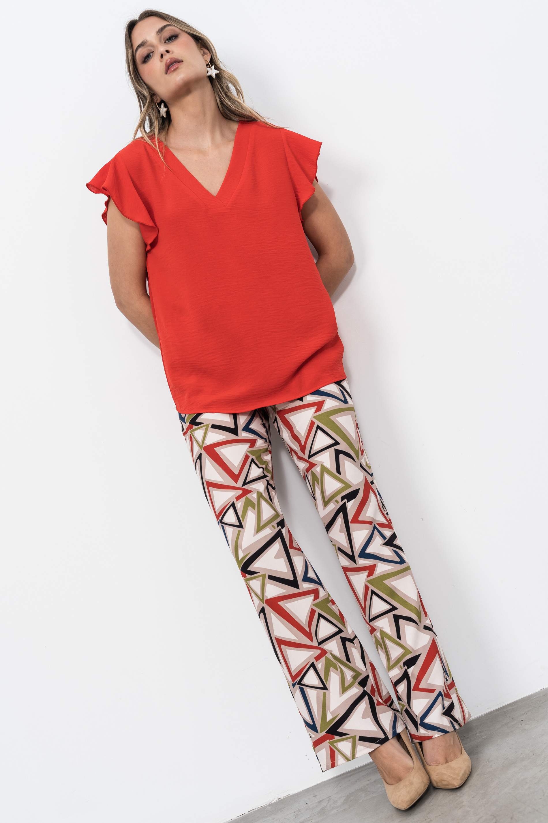 BLUSA MANGA CAPA ROJO