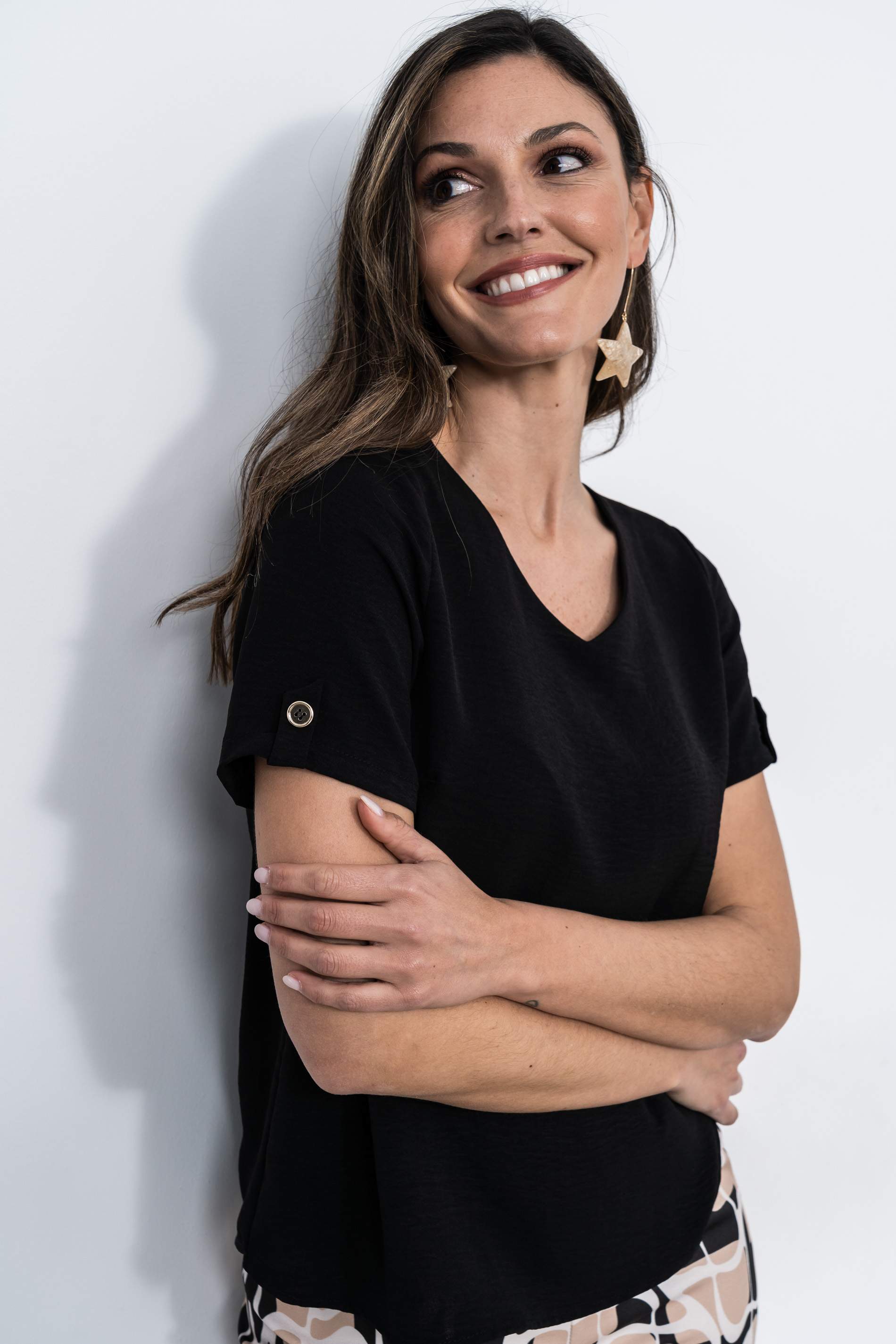 BLUSA TRABILLA MANGA CORTA NEGRO