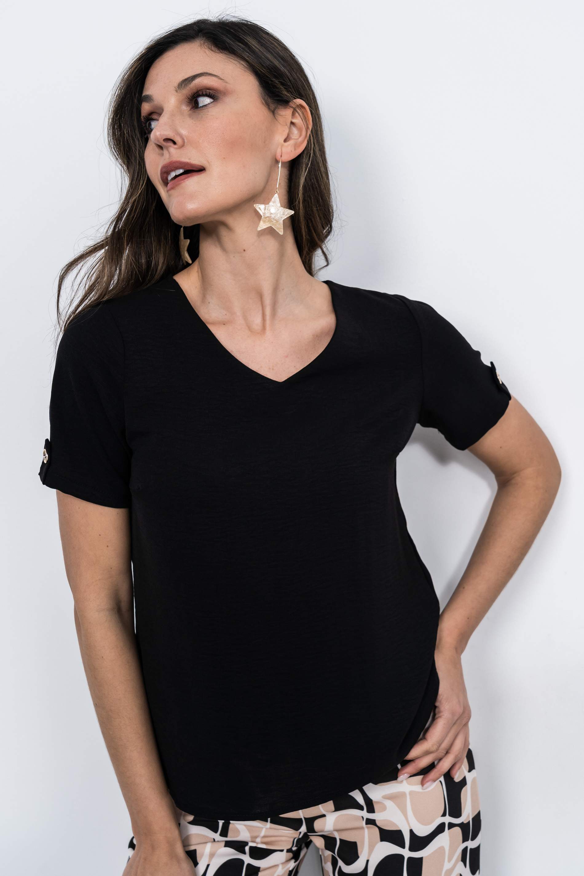 BLUSA TRABILLA MANGA CORTA NEGRO