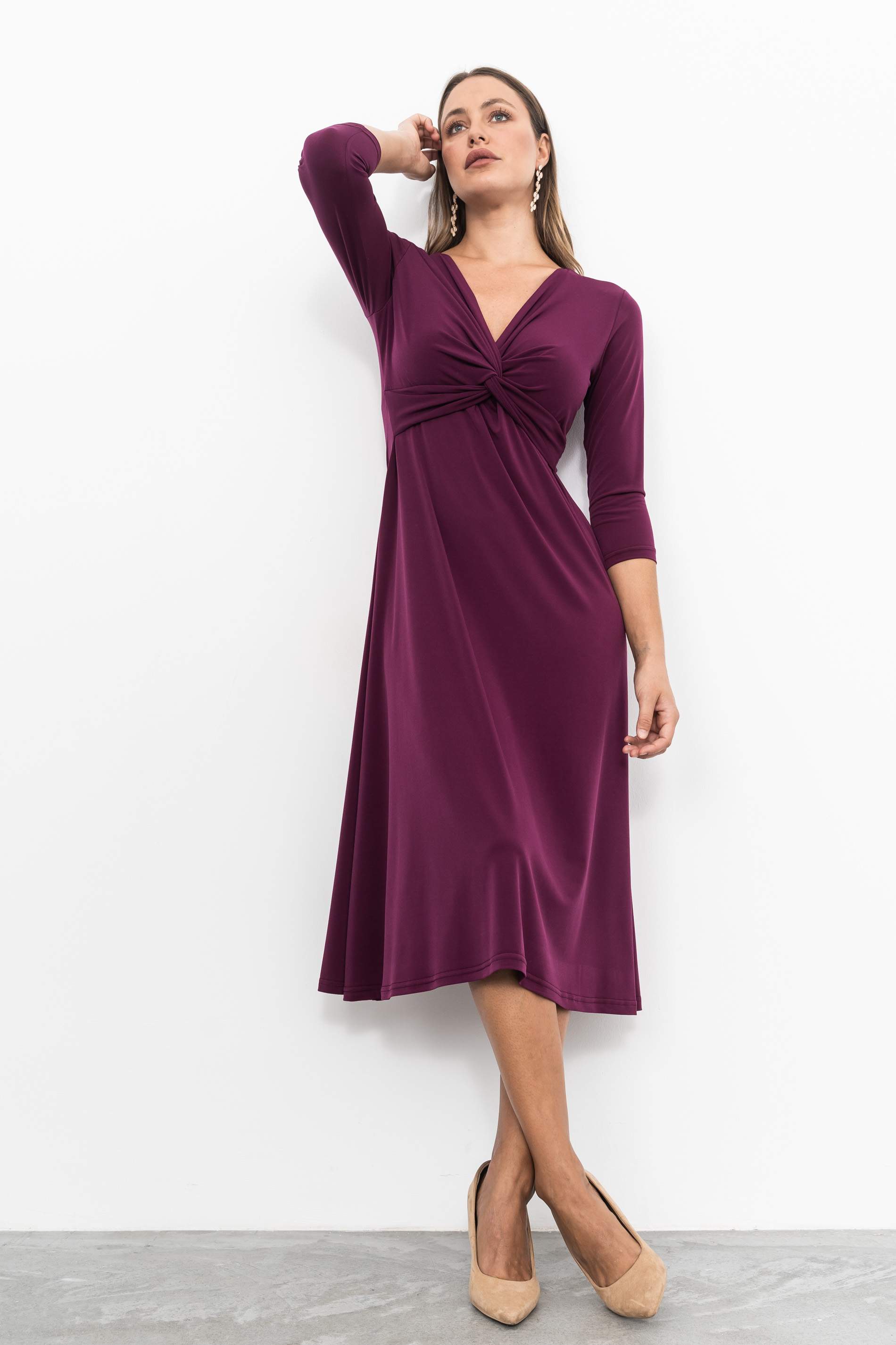 VESTIDO CRUZADO BERENJENA