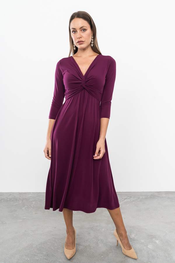 VESTIDO CRUZADO BERENJENA