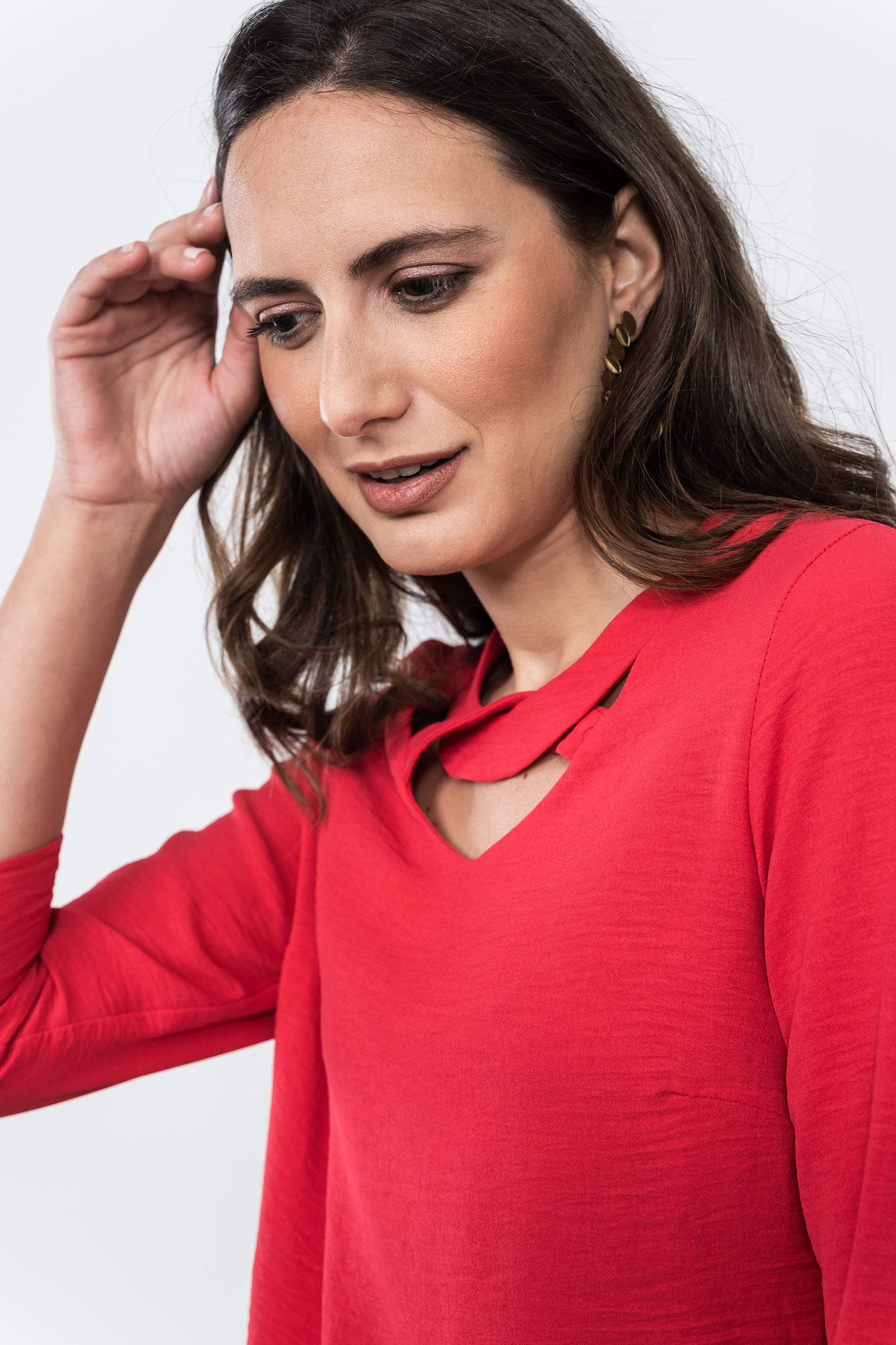 BLUSA CRUCETA CUELLO FRESA