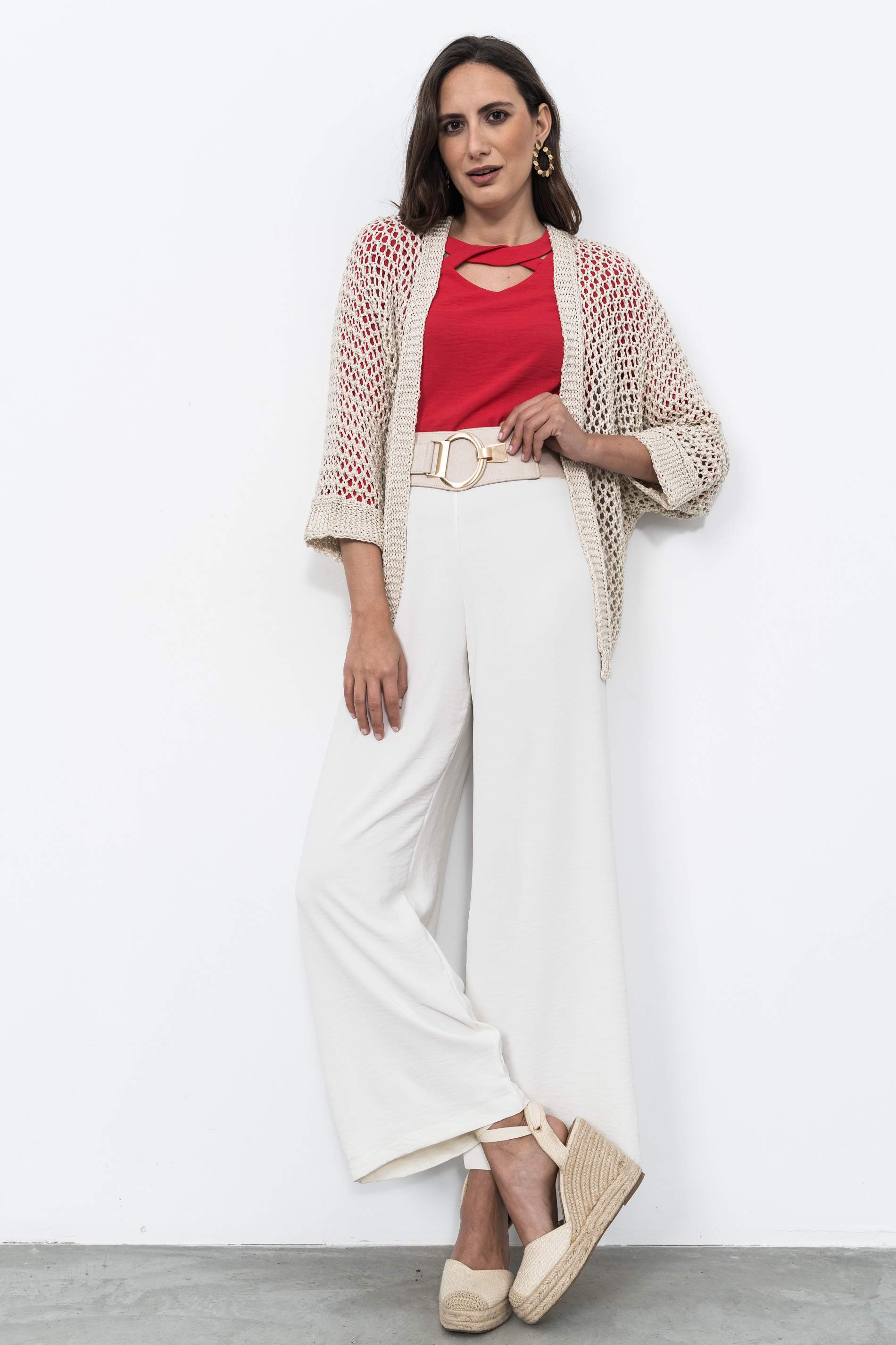 BLUSA CRUCETA CUELLO FRESA
