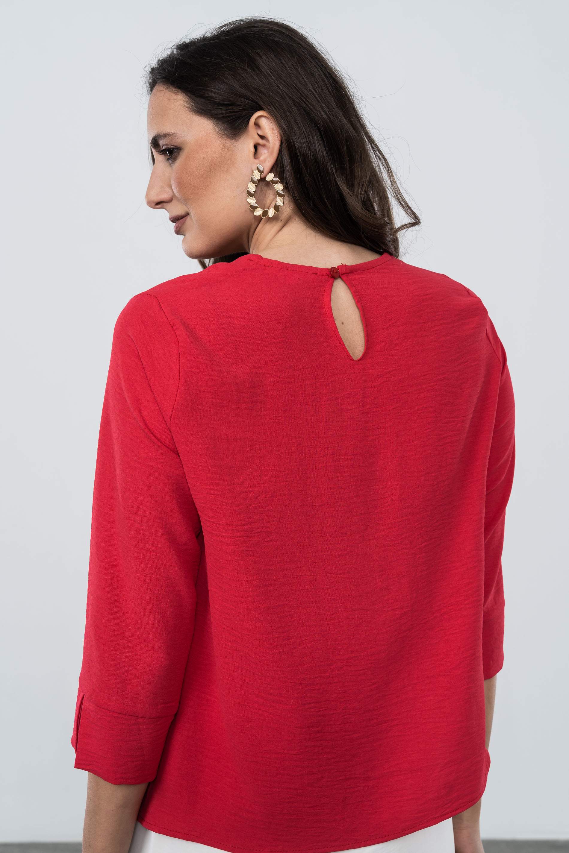 BLUSA CRUCETA CUELLO FRESA