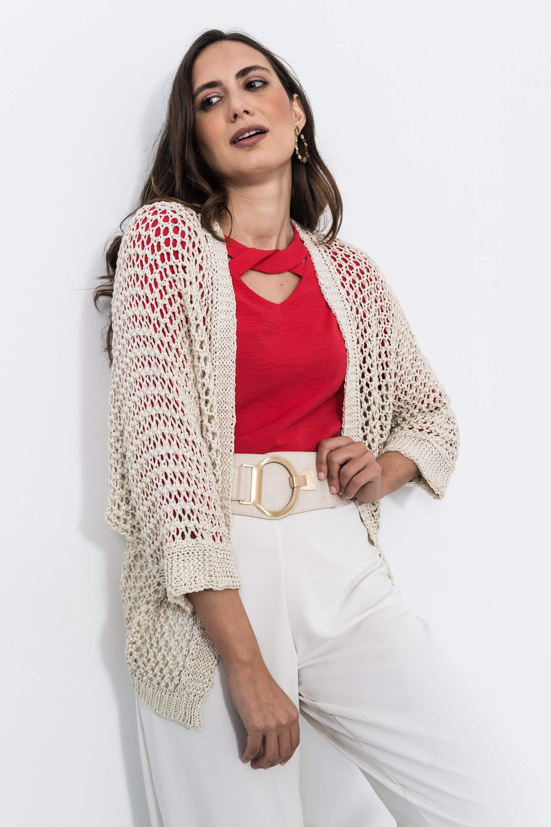 BLUSA CRUCETA CUELLO FRESA