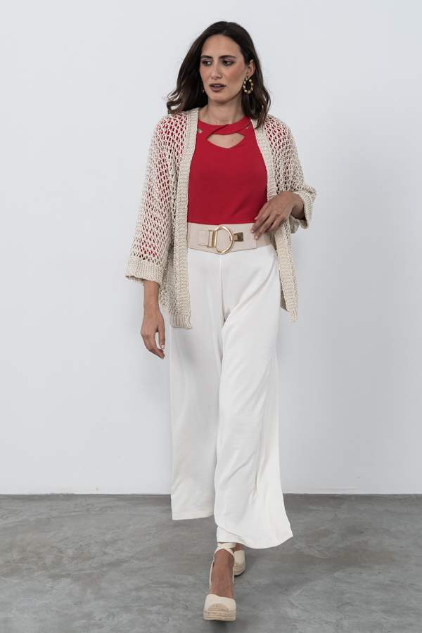 BLUSA CRUCETA CUELLO FRESA