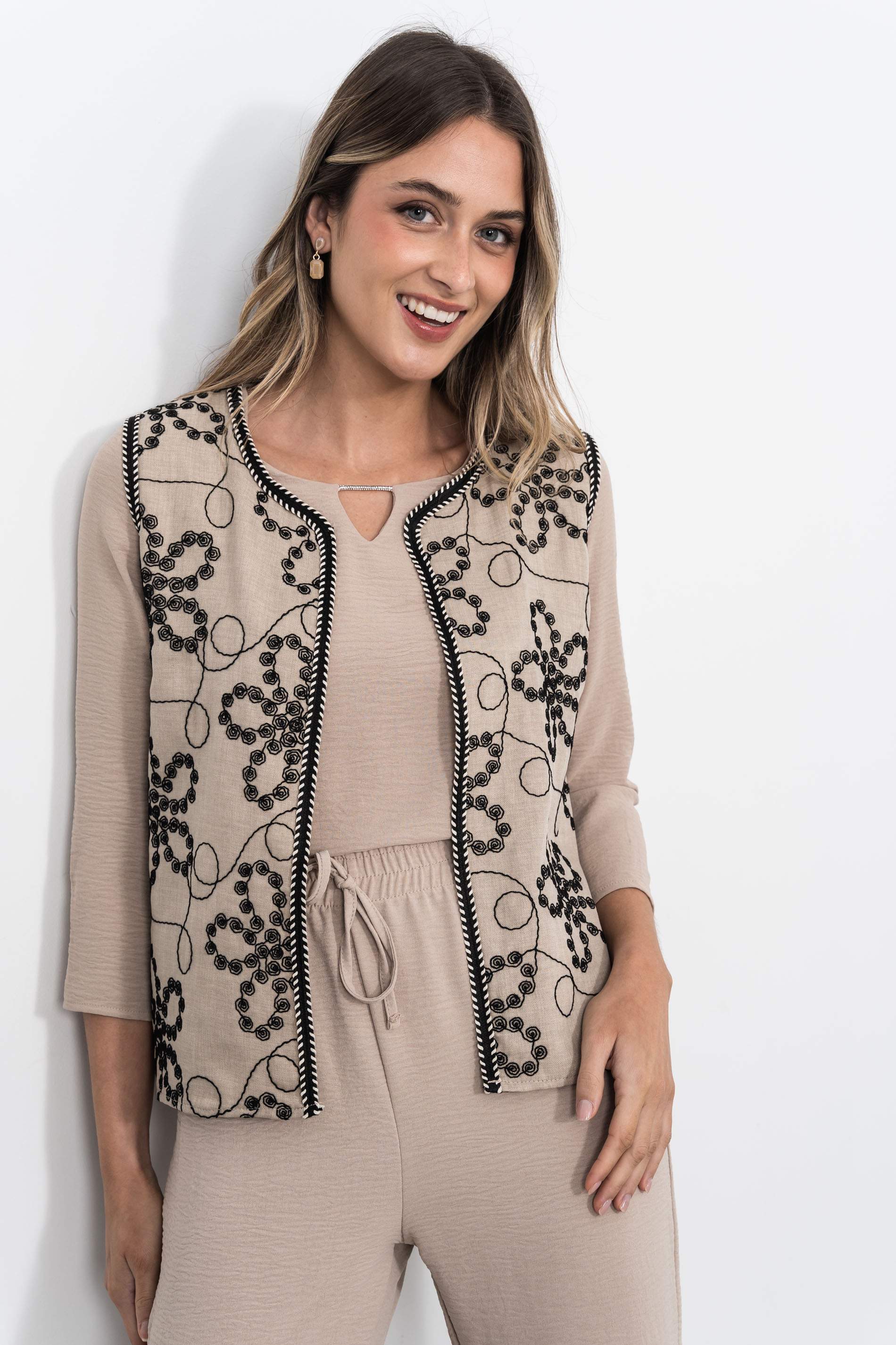 BLUSA DETALLE BRILLO BEIGE
