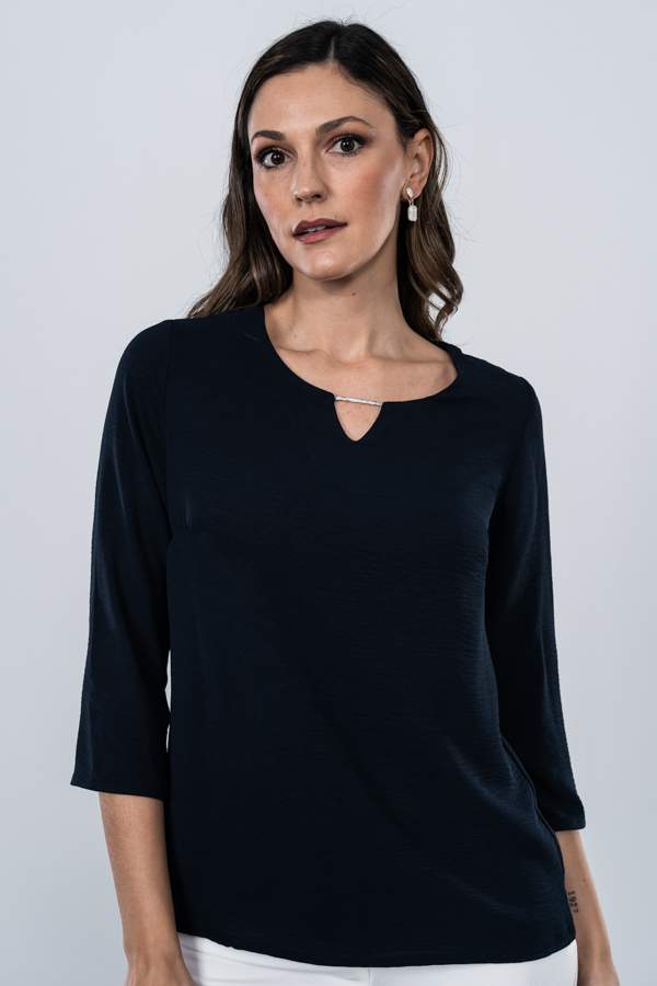 BLUSA DETALLE BRILLO MARINO