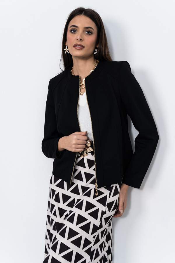 CHAQUETA CORTES CREMALLERA NEGRO