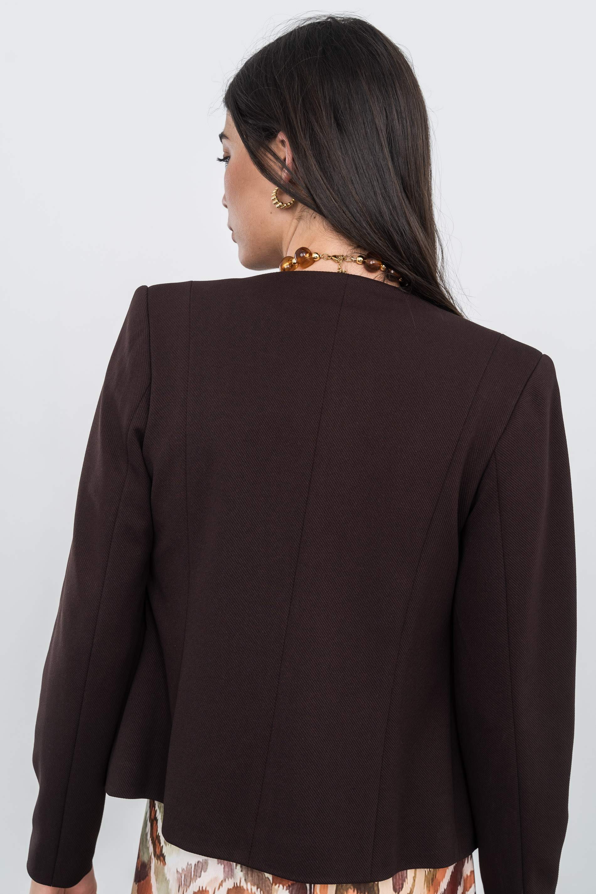CHAQUETA CORTES CREMALLERA CHOCOLATE