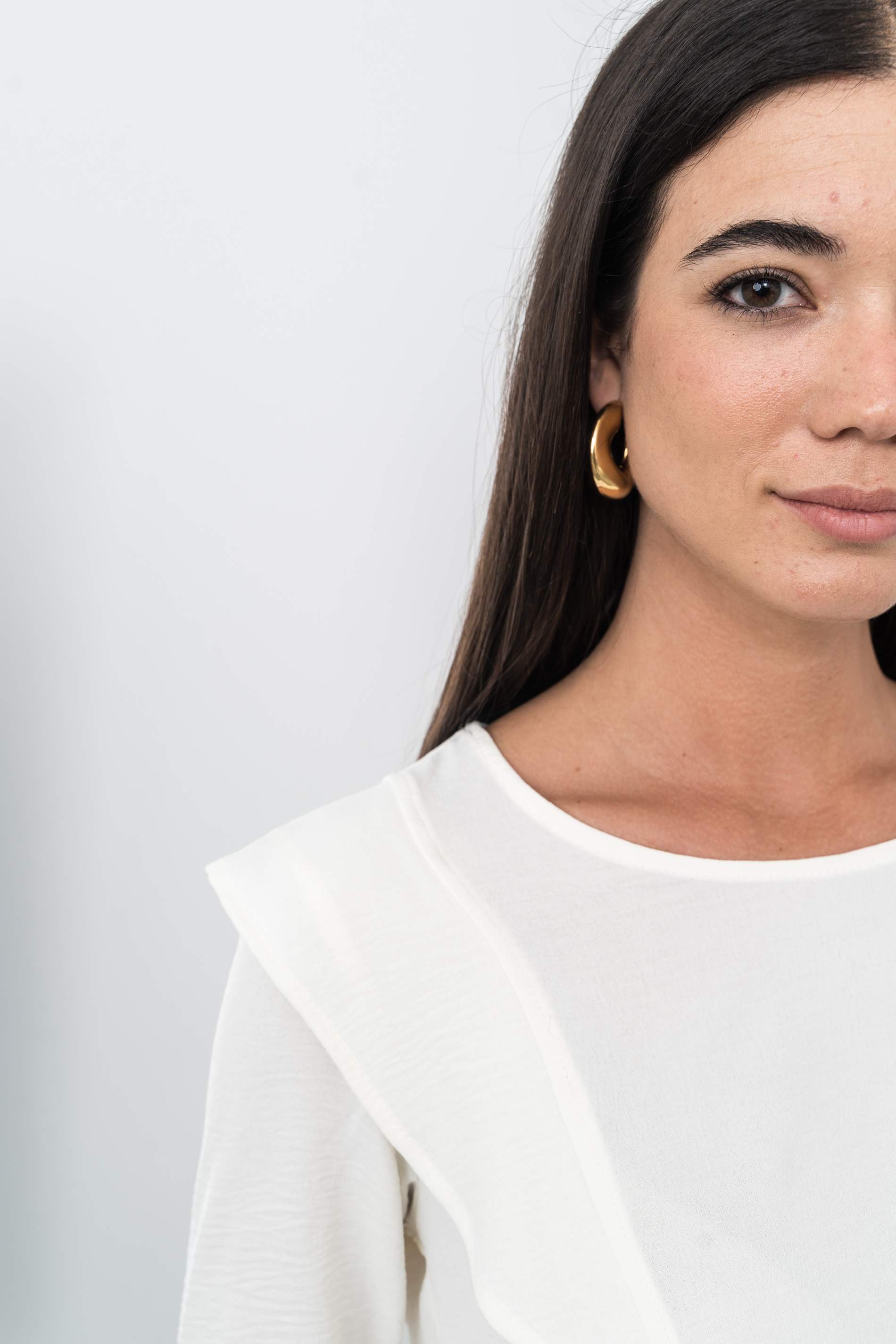 BLUSA MANGA FRANCESA VOLANTE MARFIL
