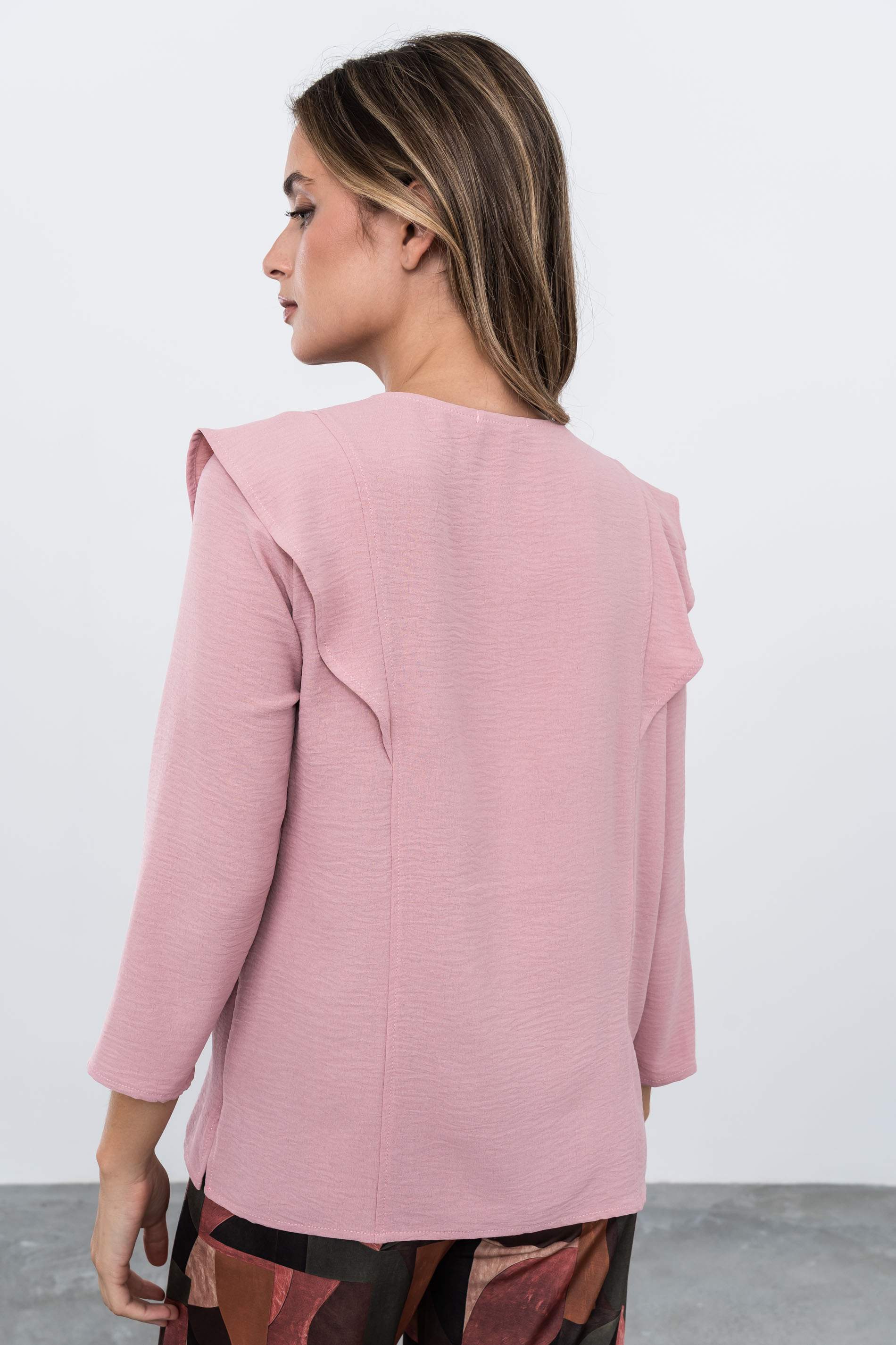 BLUSA MANGA FRANCESA VOLANTE NUDE