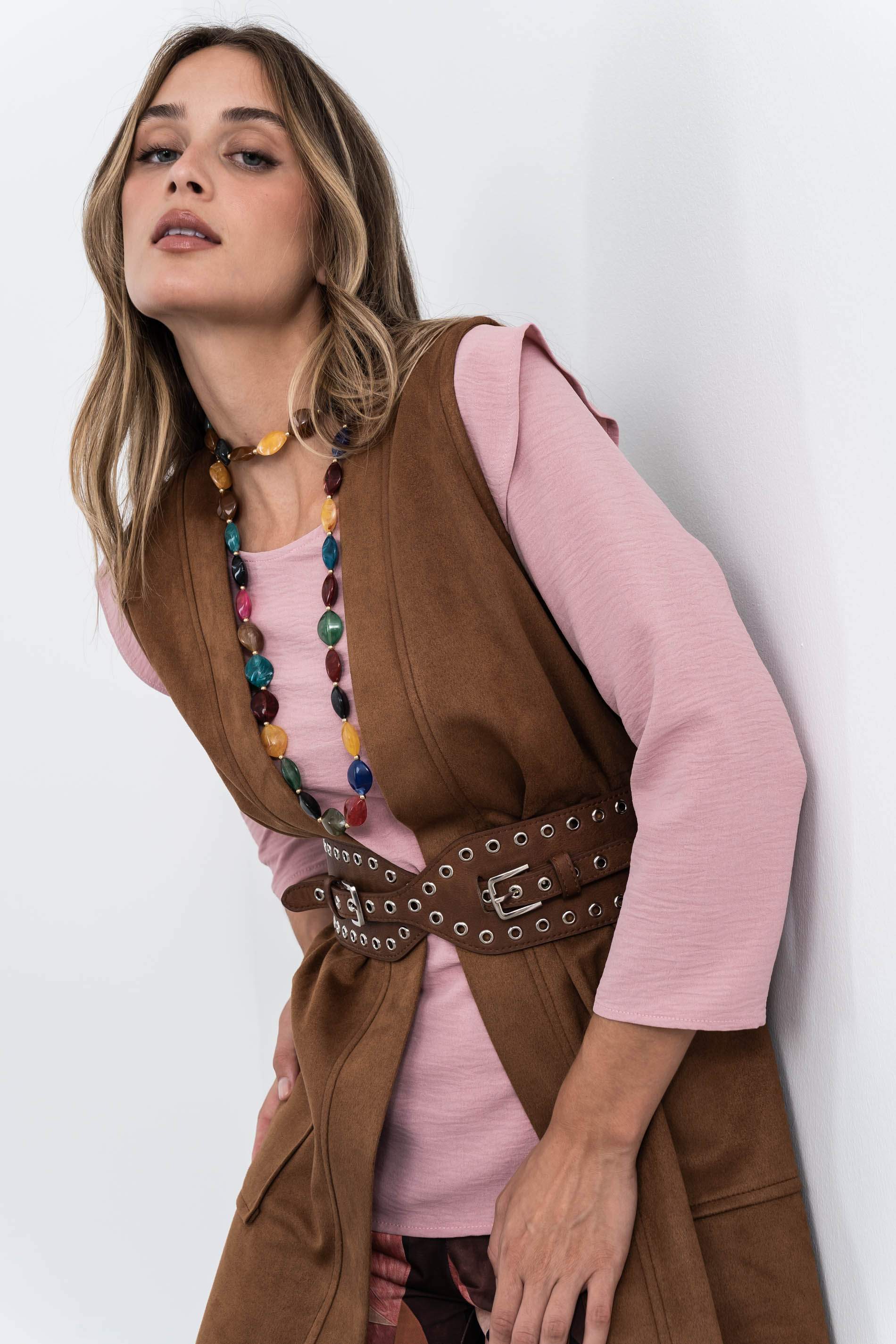 BLUSA MANGA FRANCESA VOLANTE NUDE